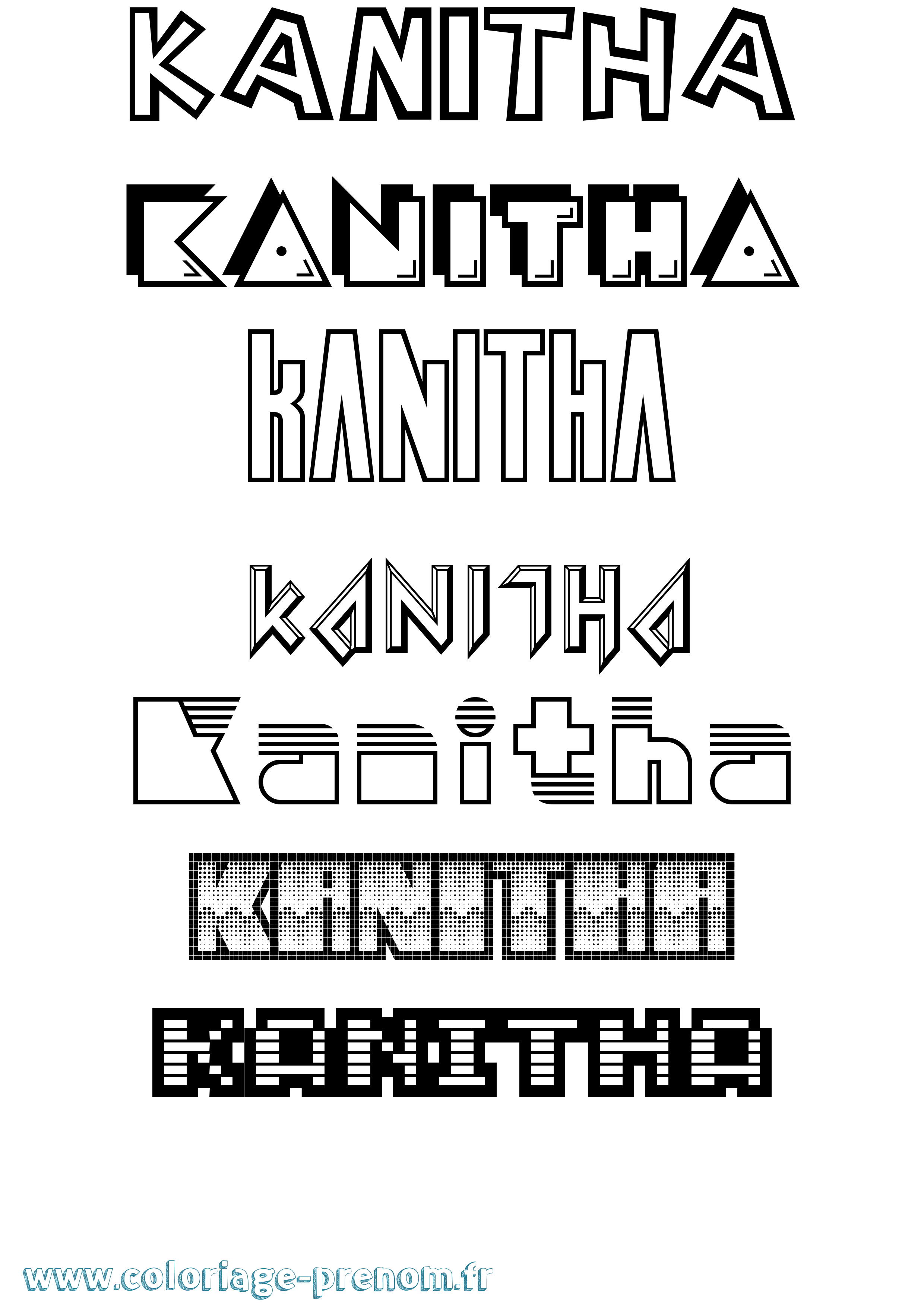 Coloriage prénom Kanitha Jeux Vidéos