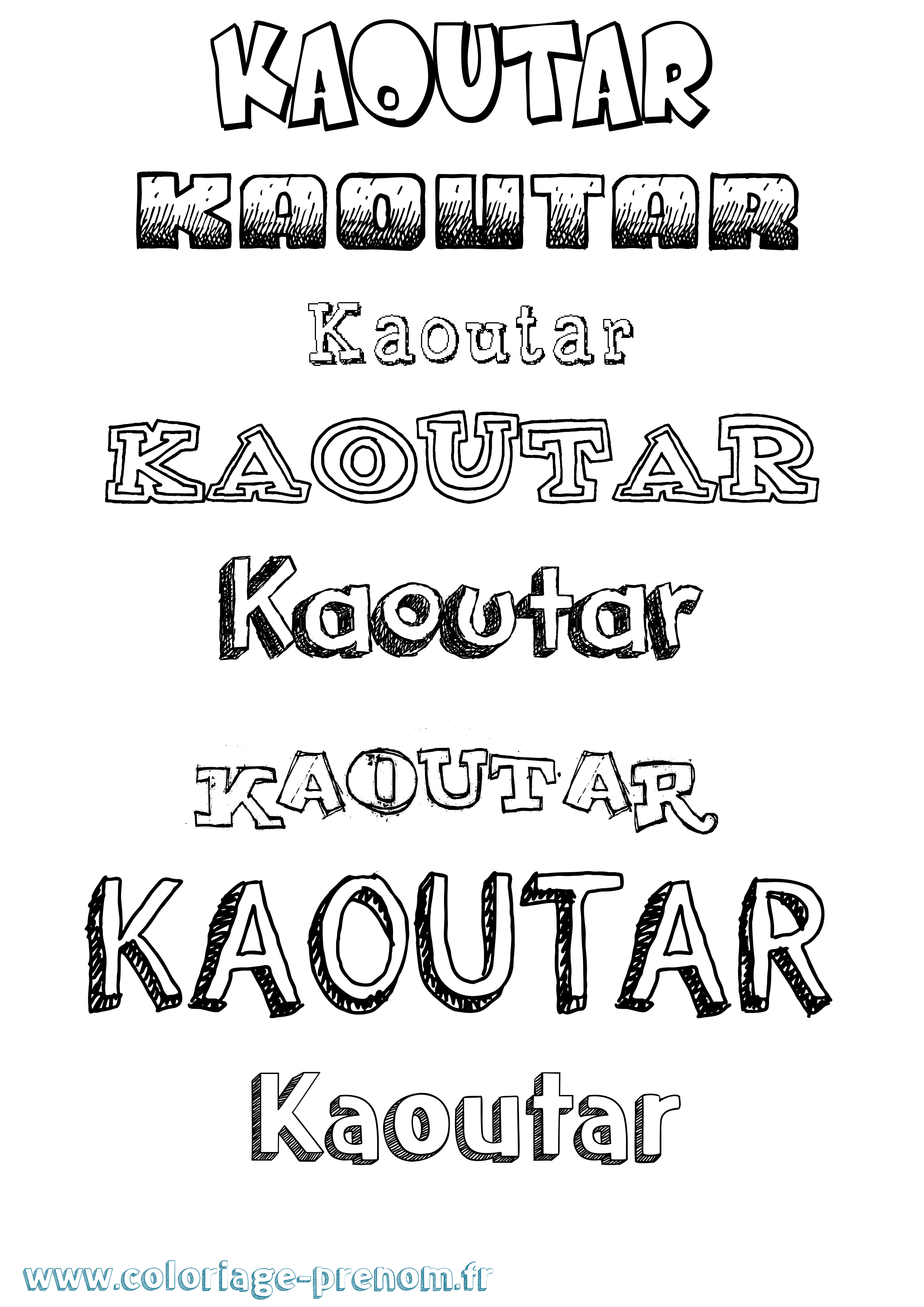 Coloriage prénom Kaoutar Dessiné