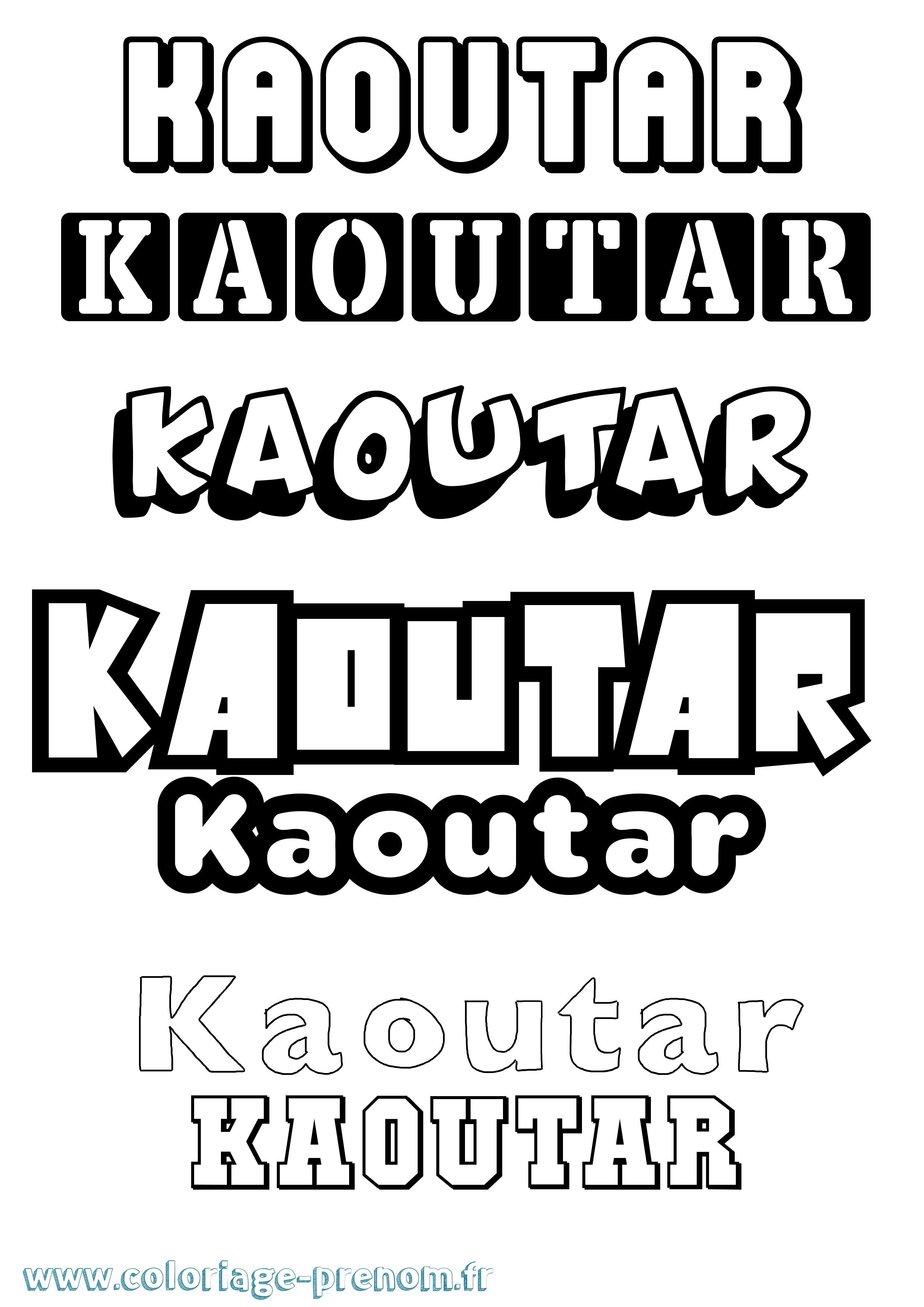 Coloriage prénom Kaoutar Simple