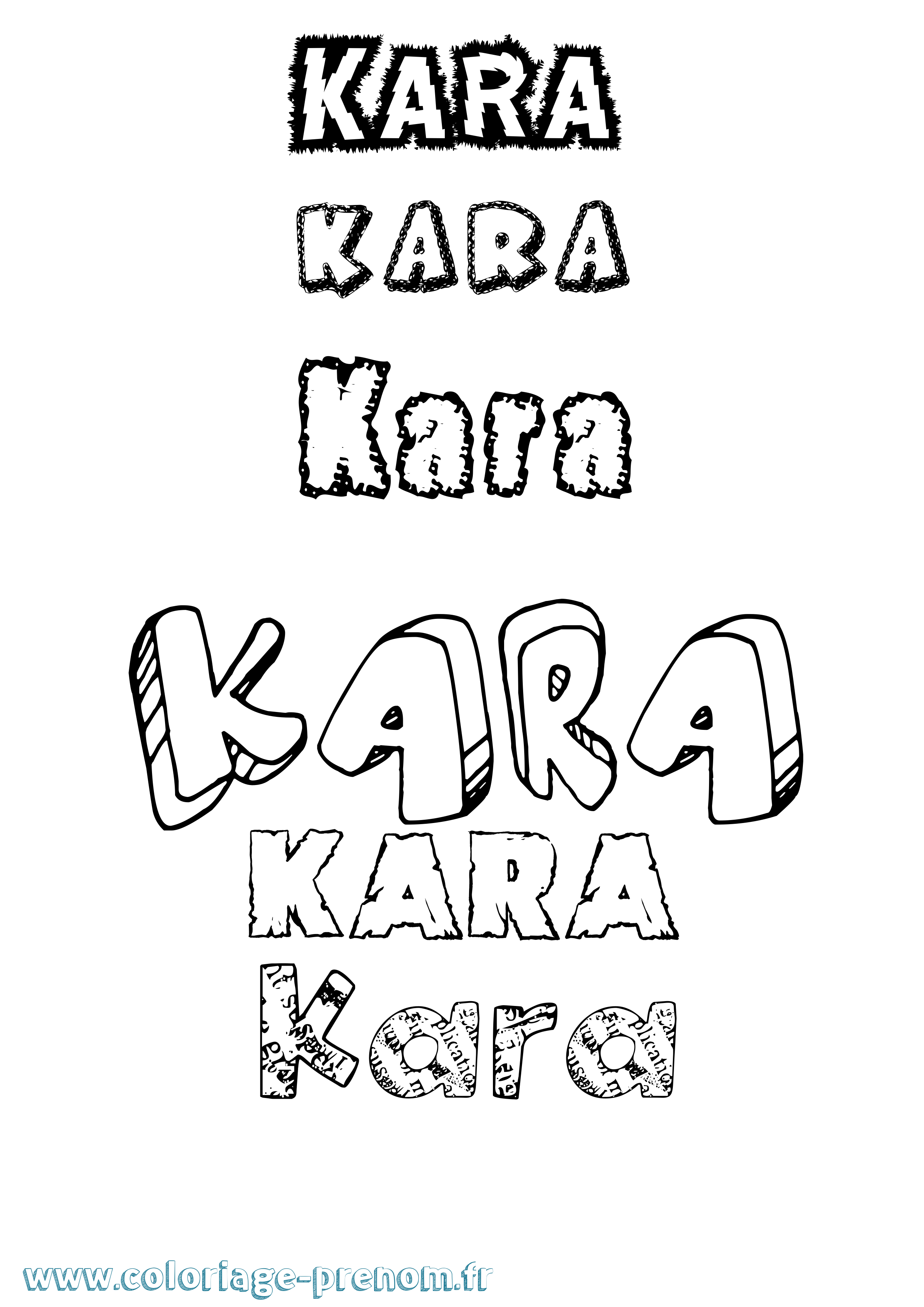Coloriage prénom Kara Destructuré