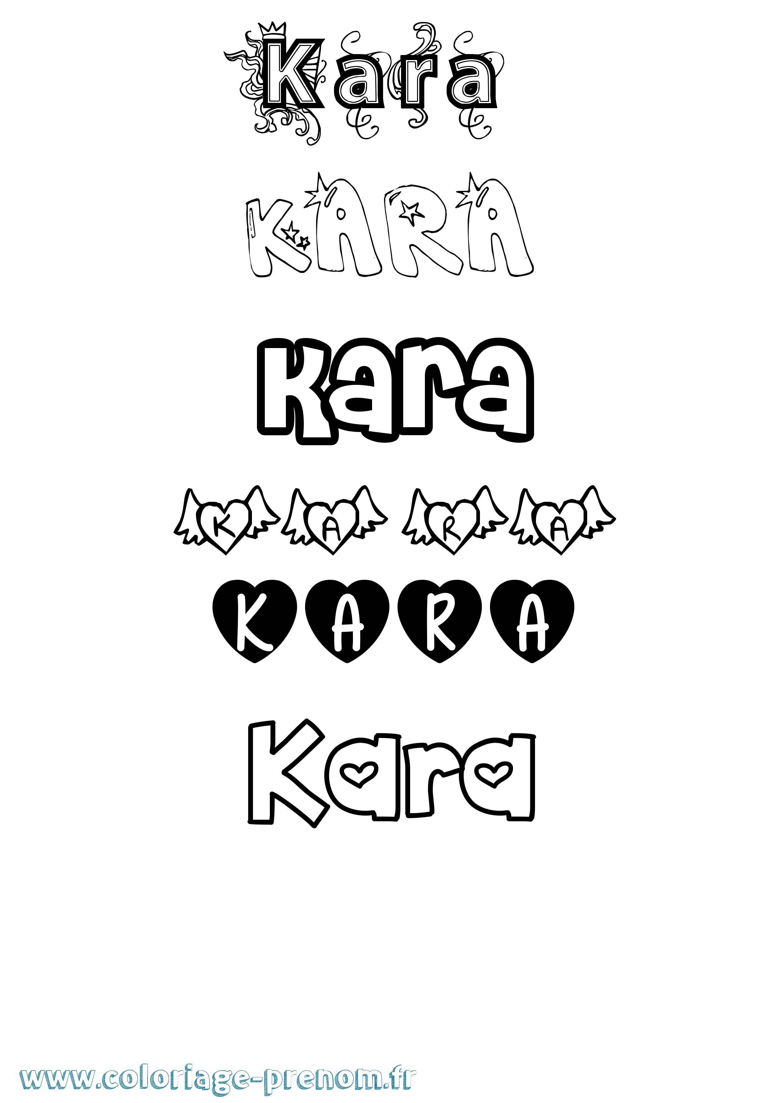 Coloriage prénom Kara Girly