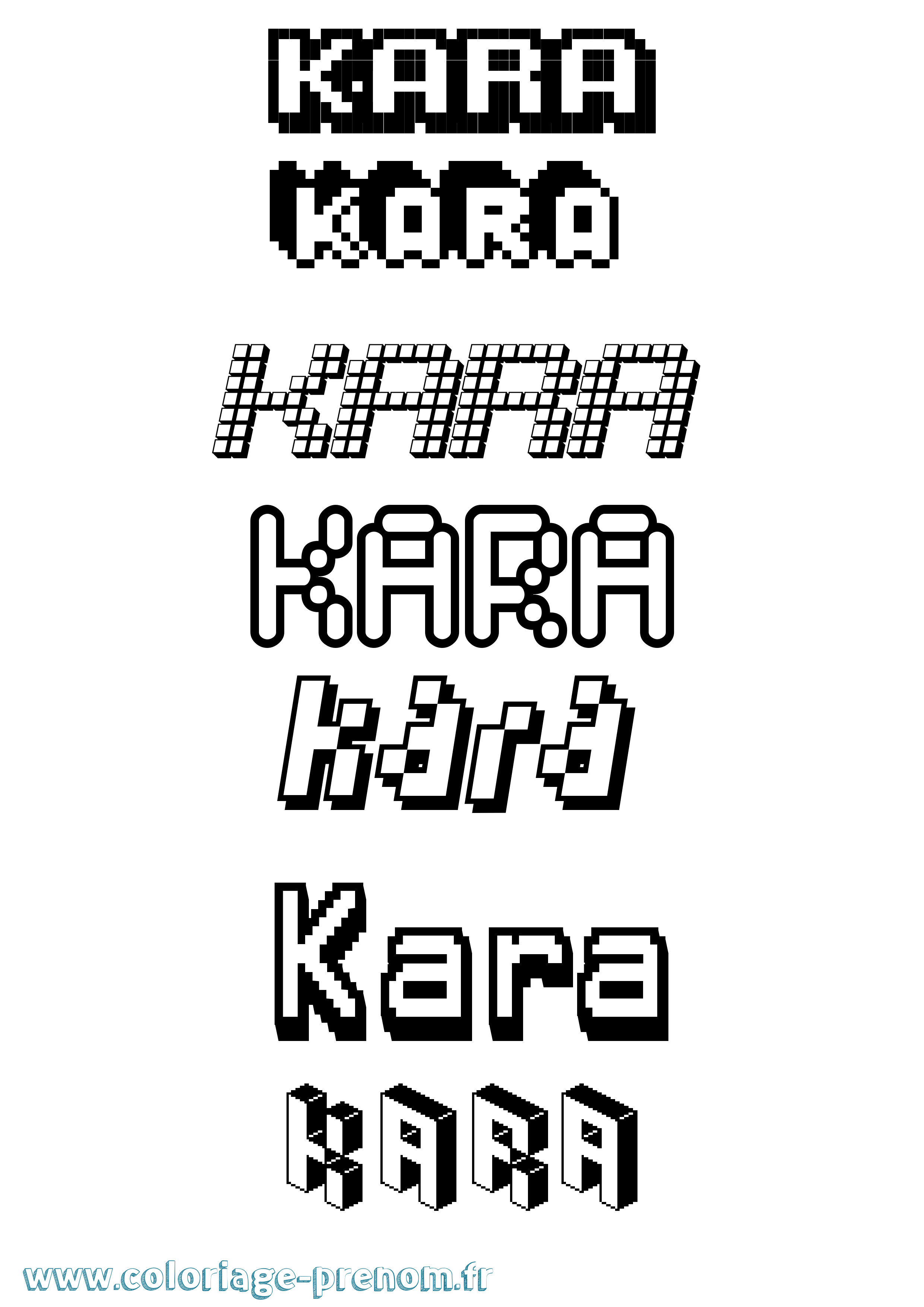 Coloriage prénom Kara Pixel
