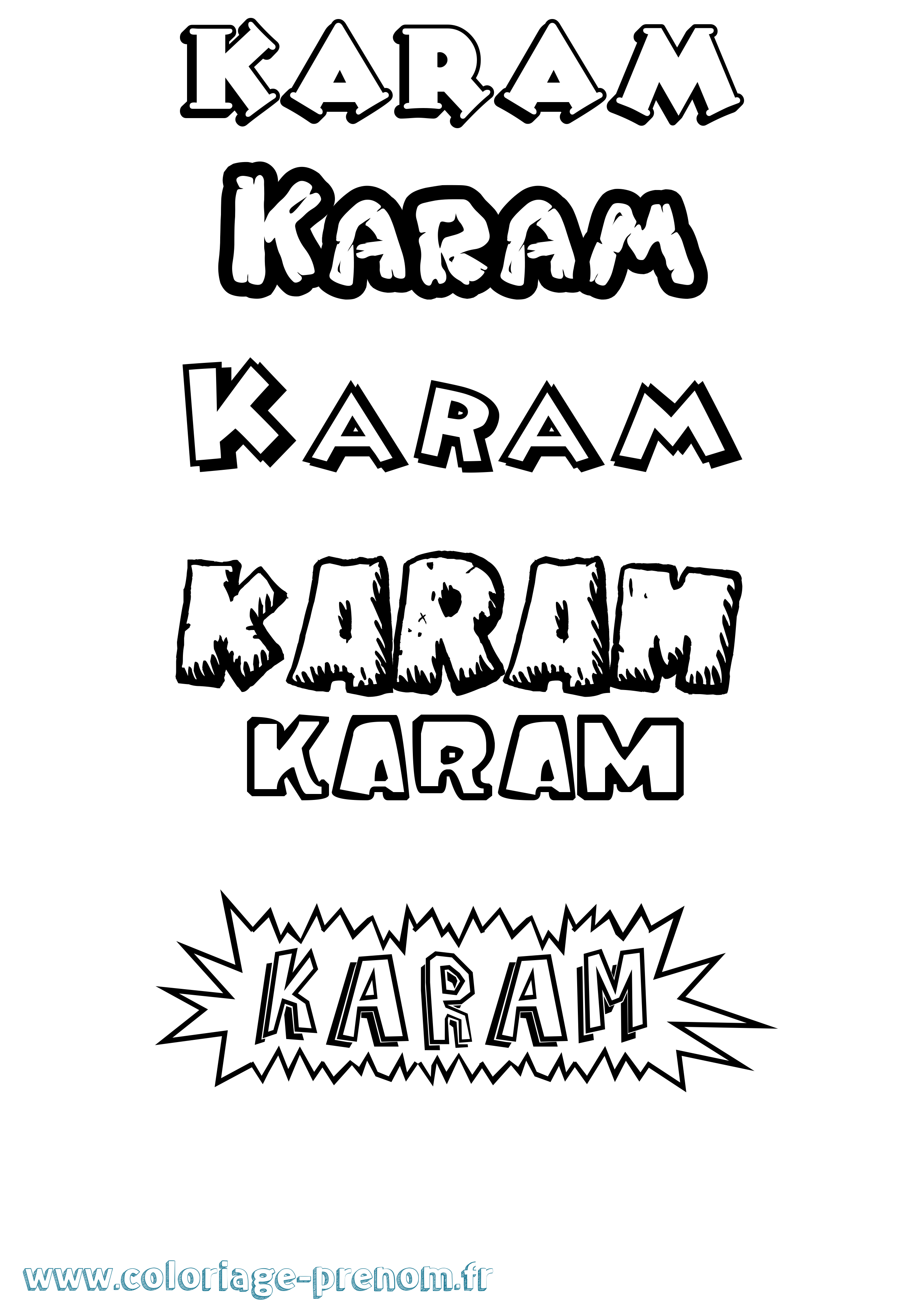 Coloriage prénom Karam Dessin Animé