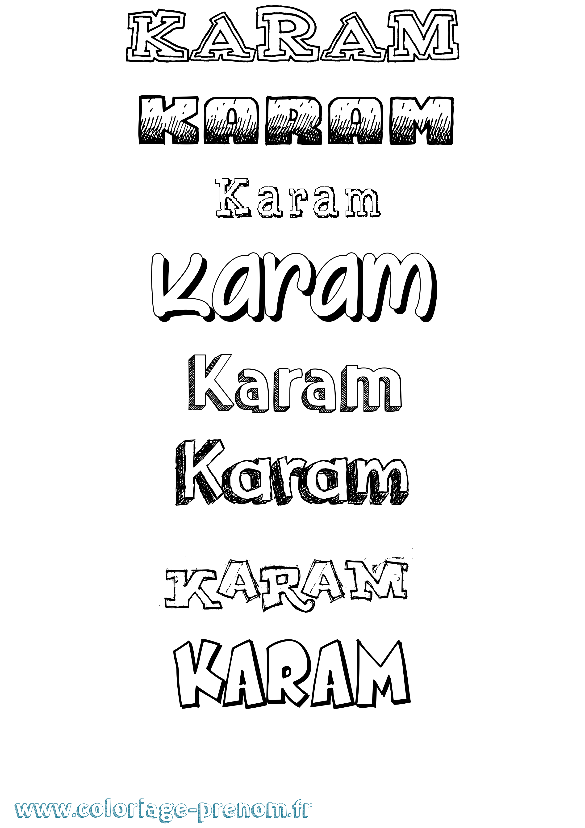 Coloriage prénom Karam Dessiné