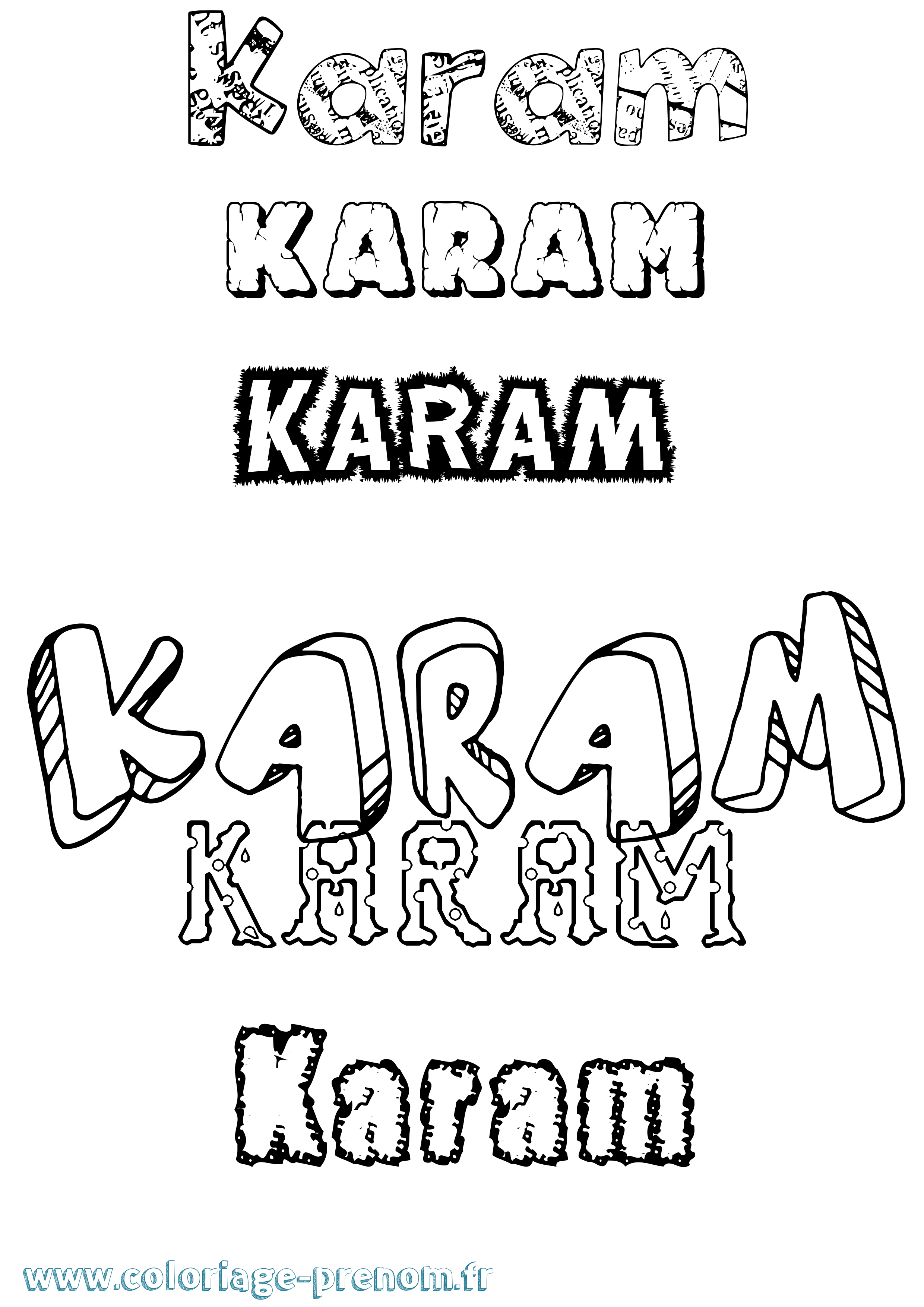 Coloriage prénom Karam Destructuré