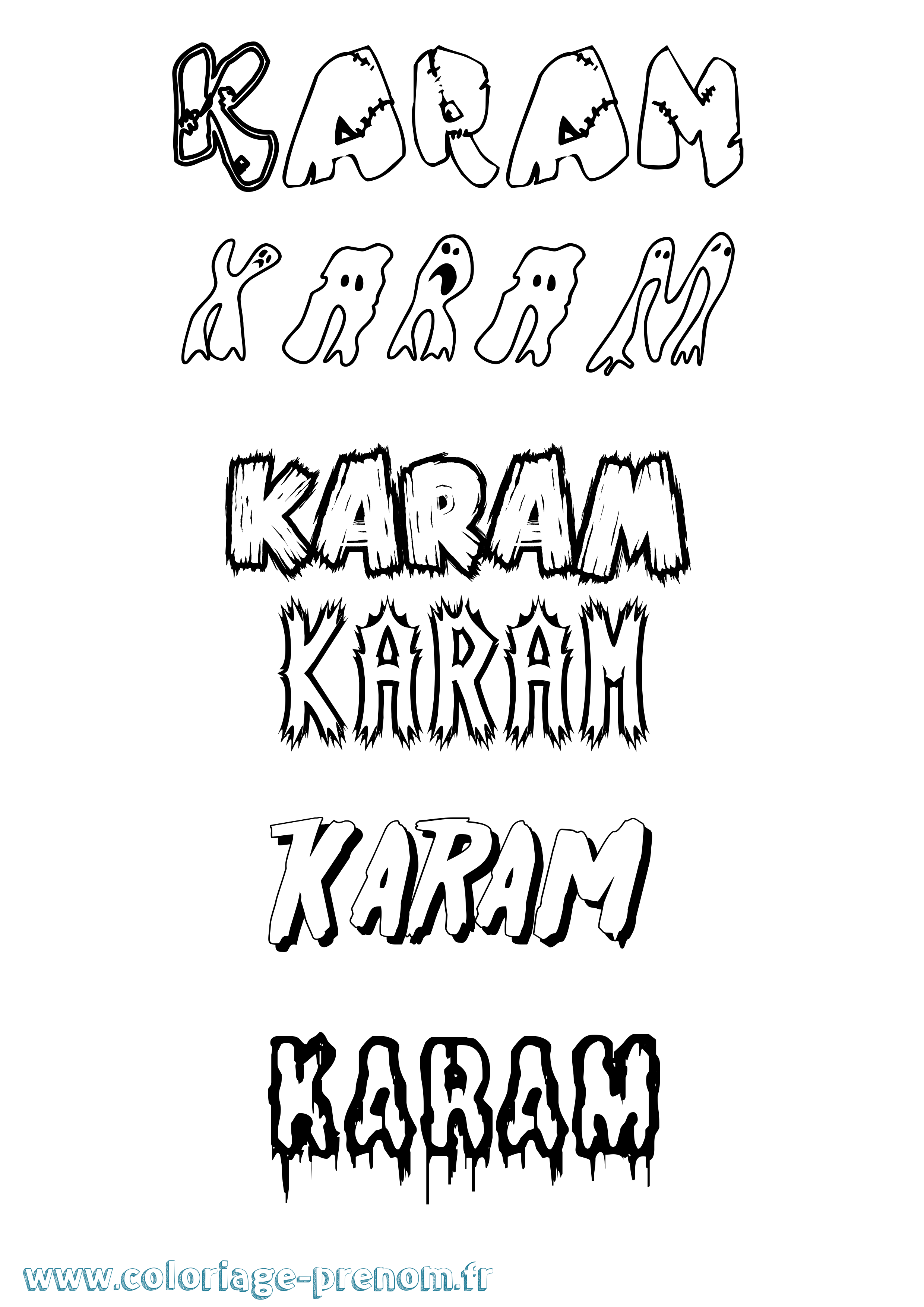 Coloriage prénom Karam Frisson