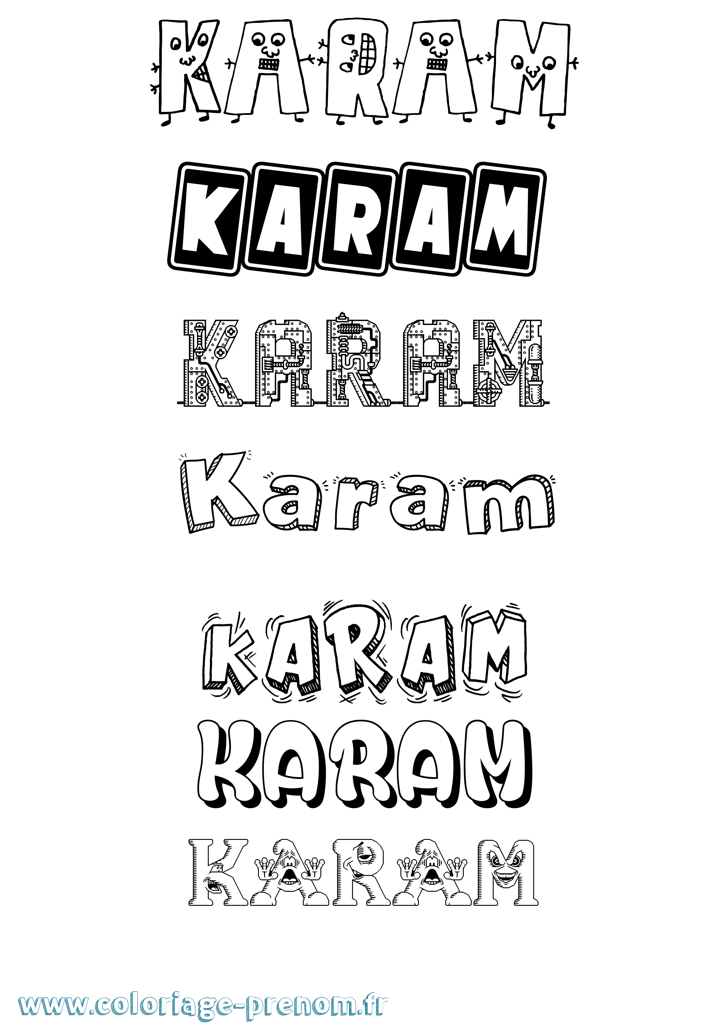 Coloriage prénom Karam Fun