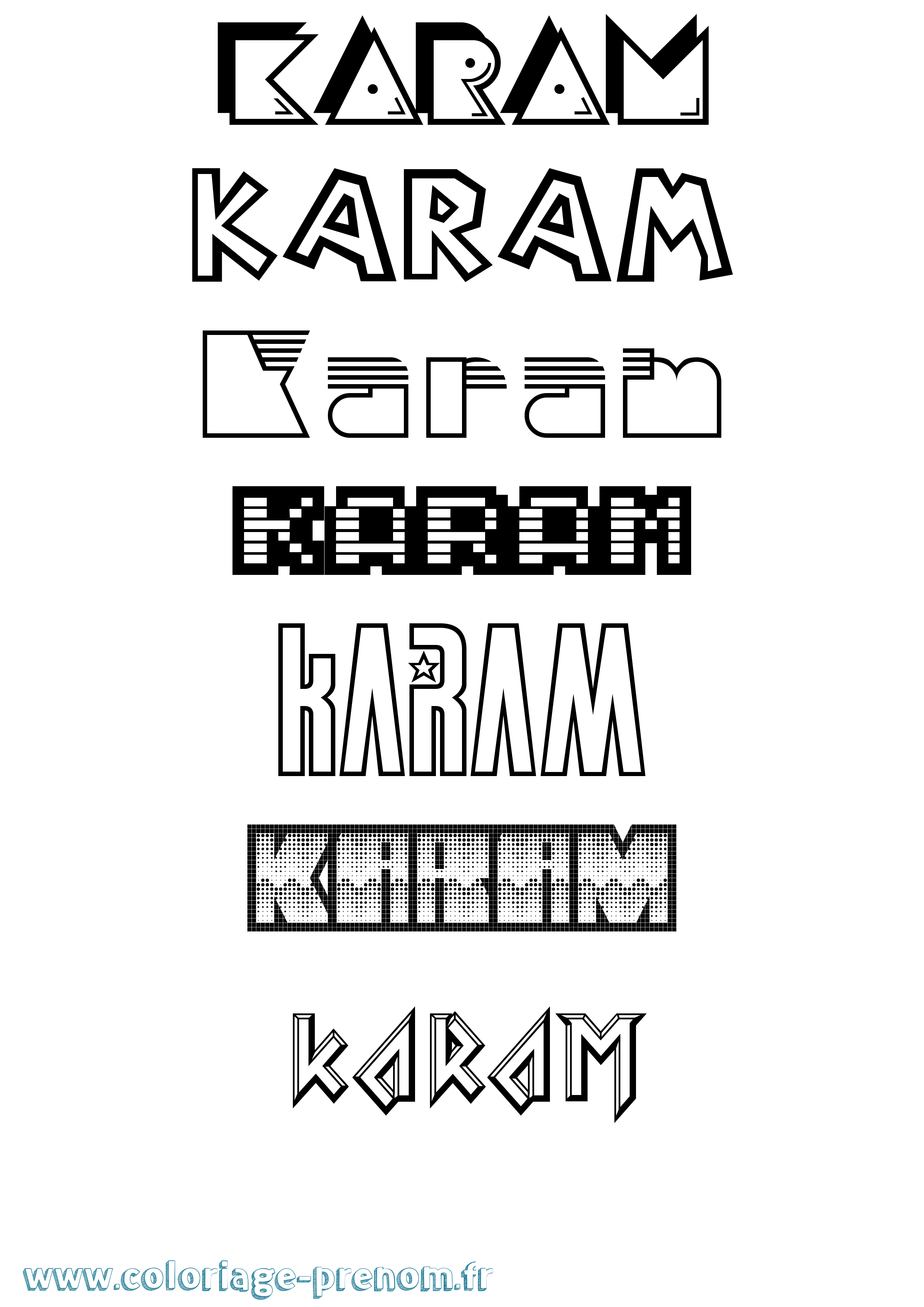Coloriage prénom Karam Jeux Vidéos
