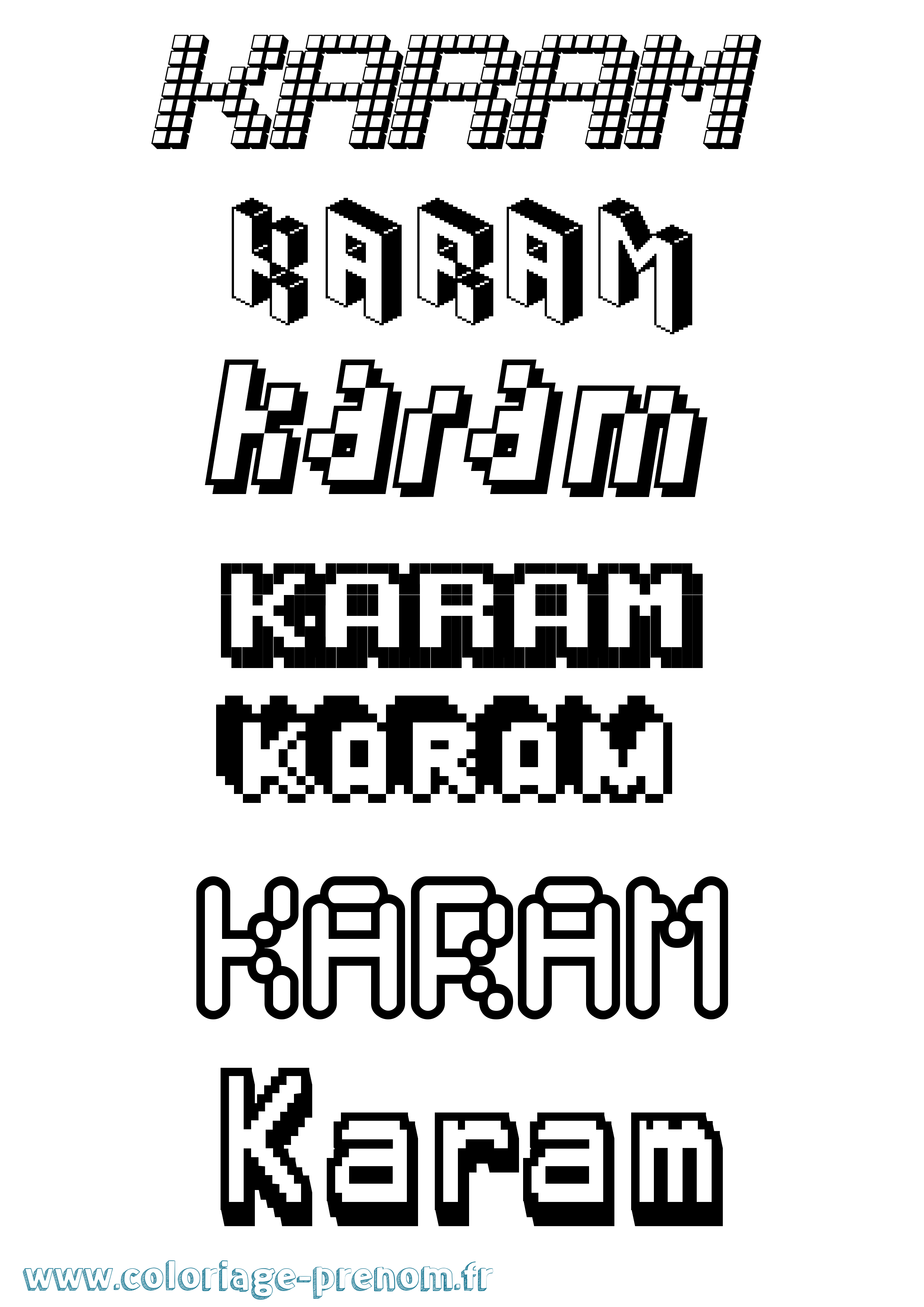 Coloriage prénom Karam Pixel