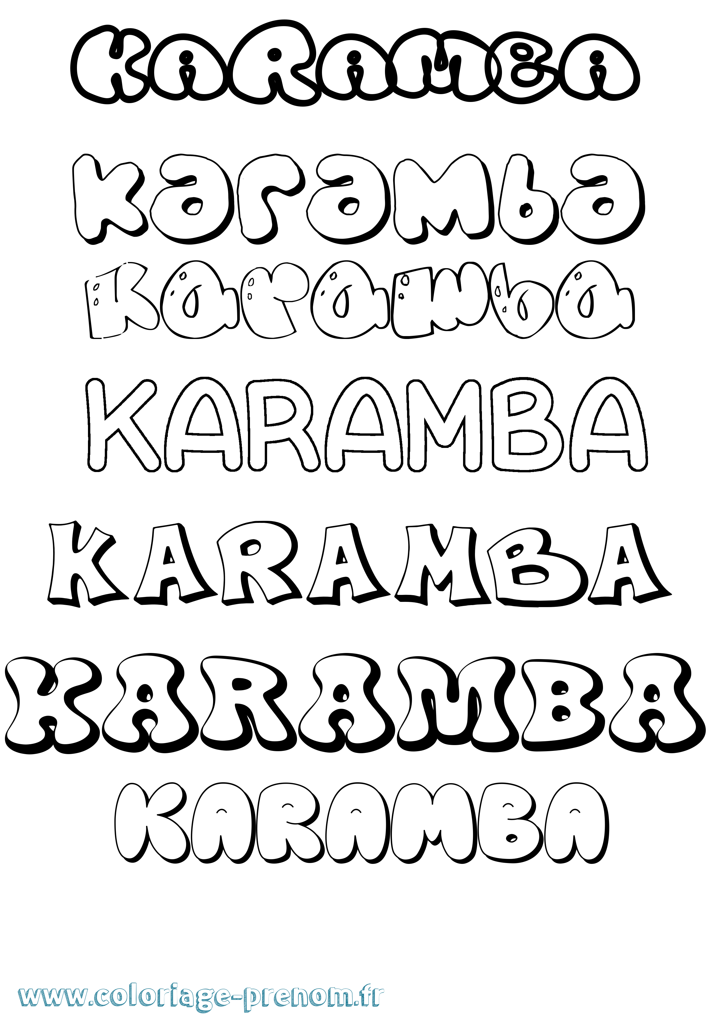 Coloriage prénom Karamba Bubble