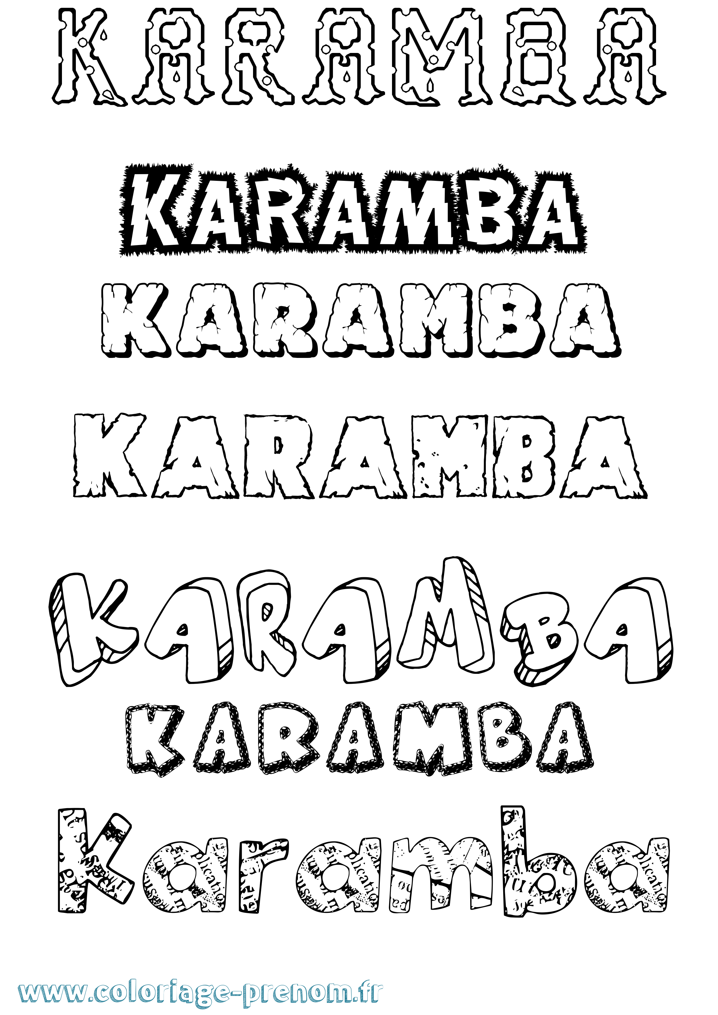 Coloriage prénom Karamba Destructuré