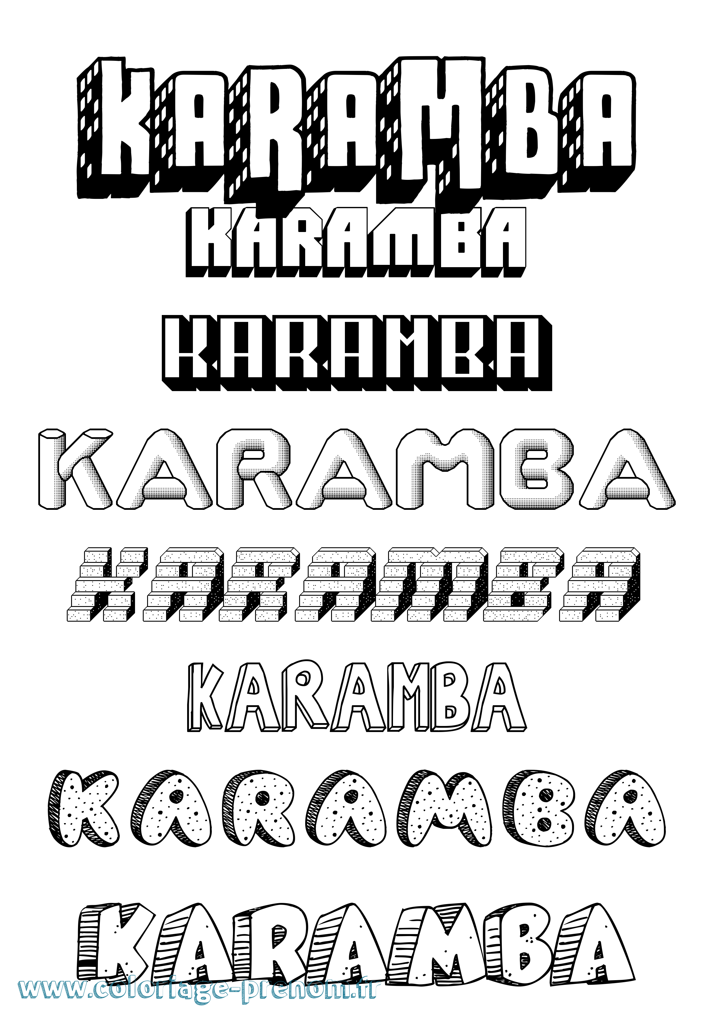 Coloriage prénom Karamba Effet 3D
