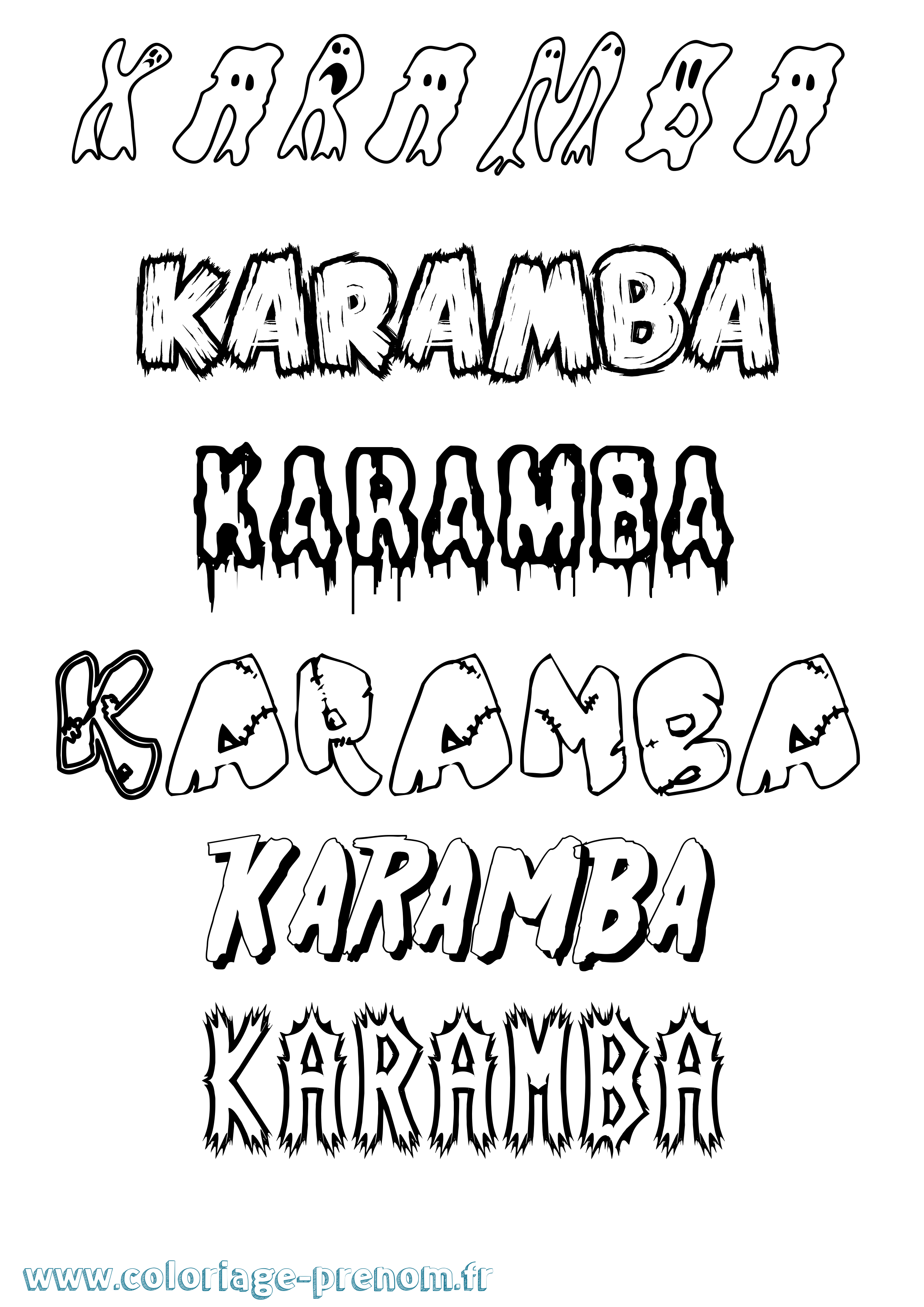 Coloriage prénom Karamba Frisson