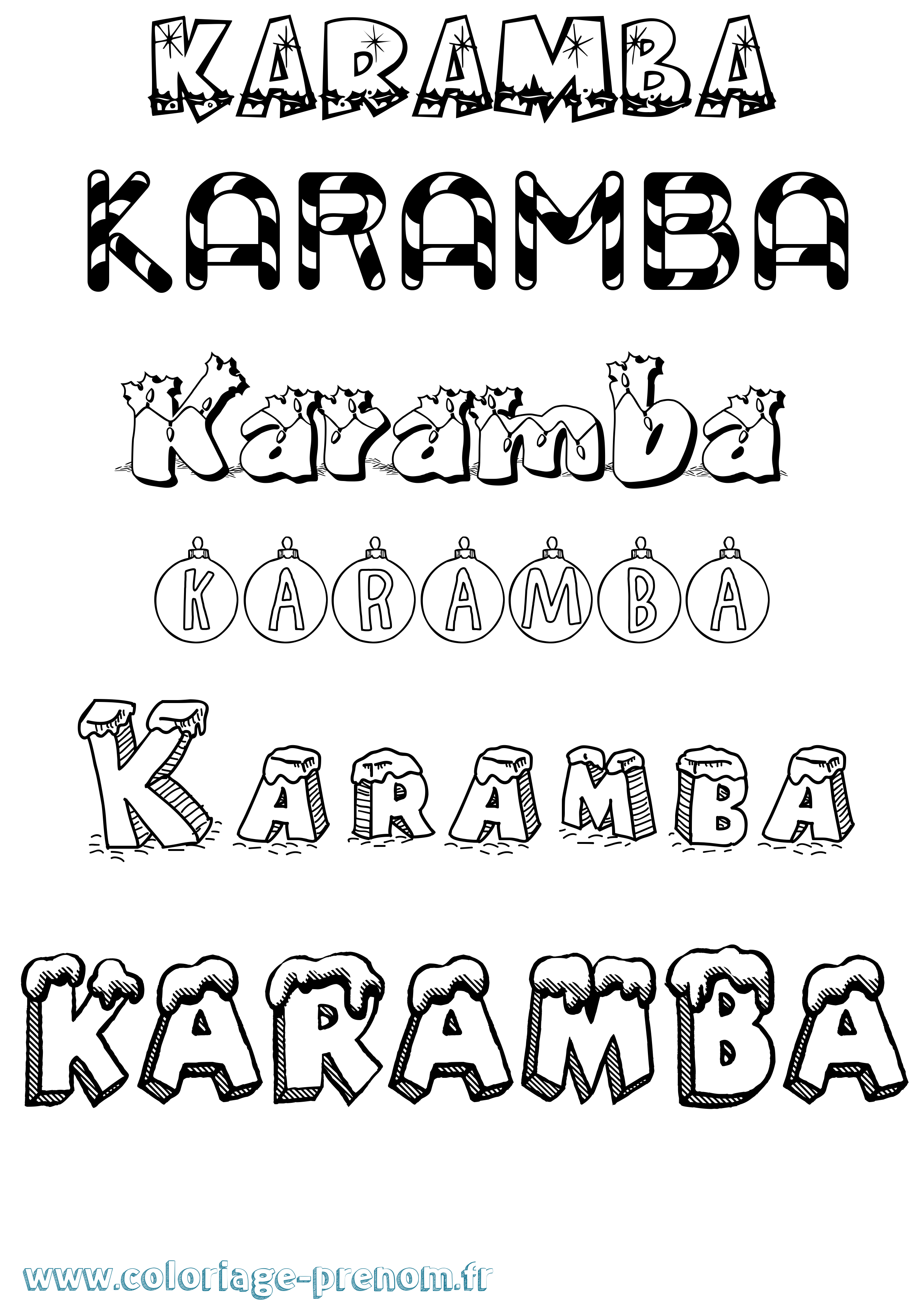 Coloriage prénom Karamba Noël