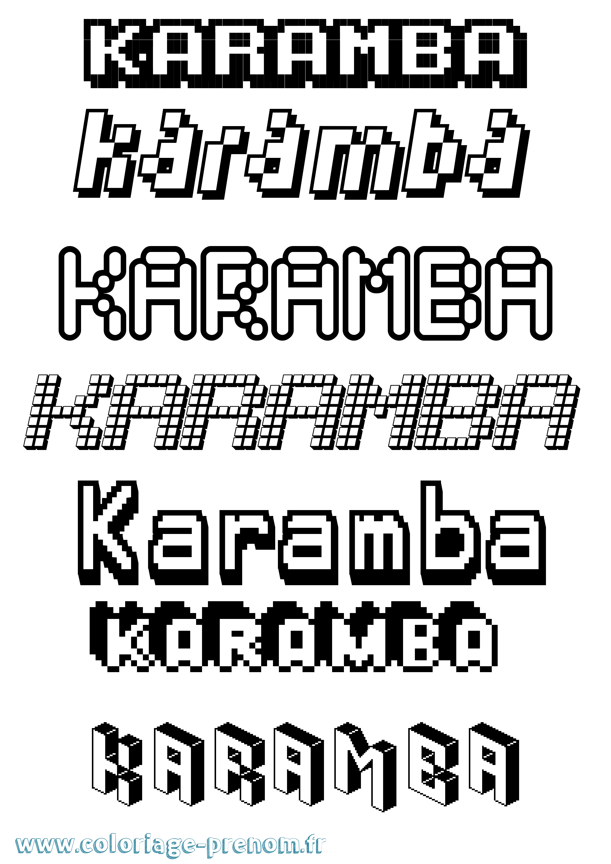 Coloriage prénom Karamba Pixel
