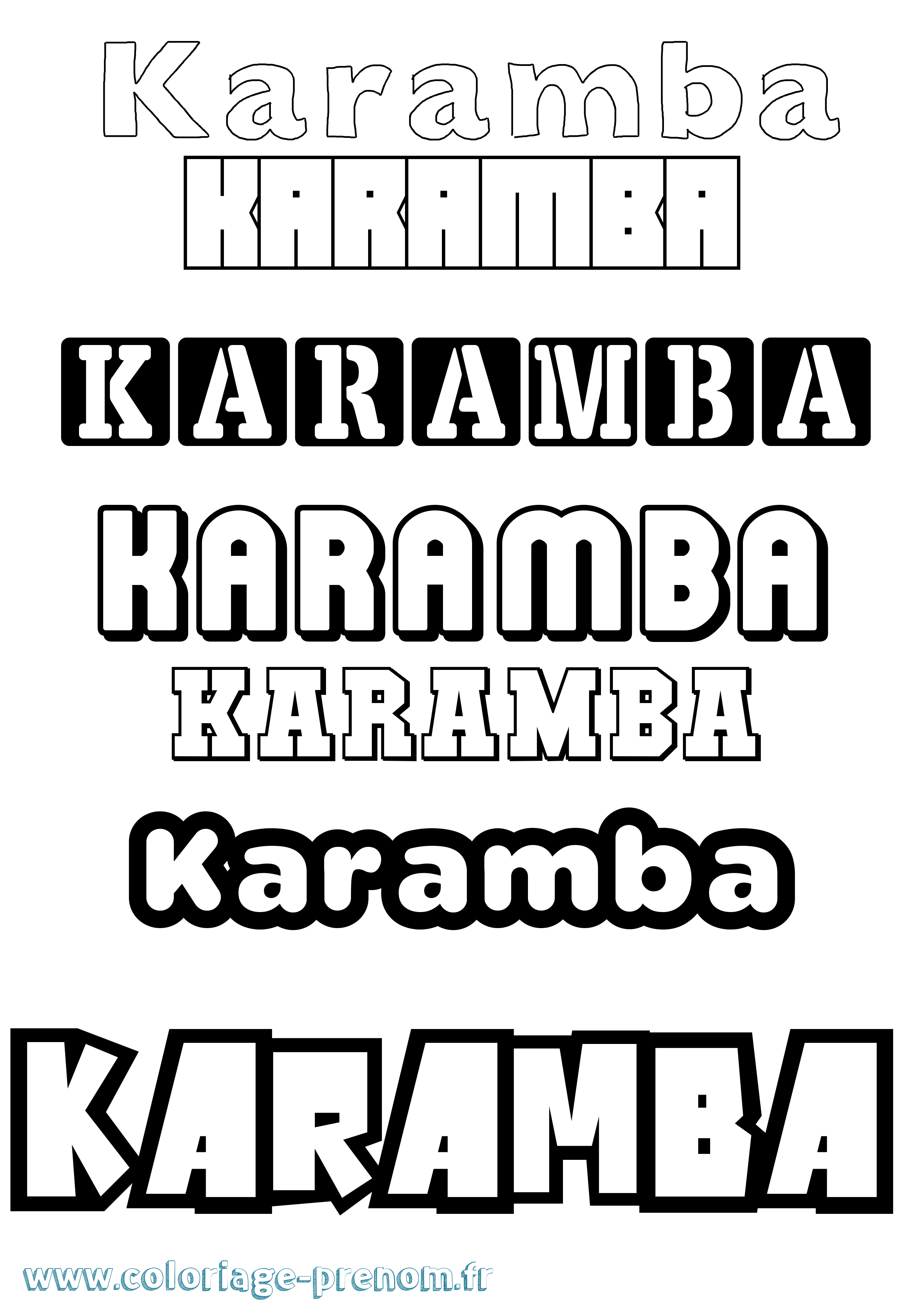 Coloriage prénom Karamba Simple