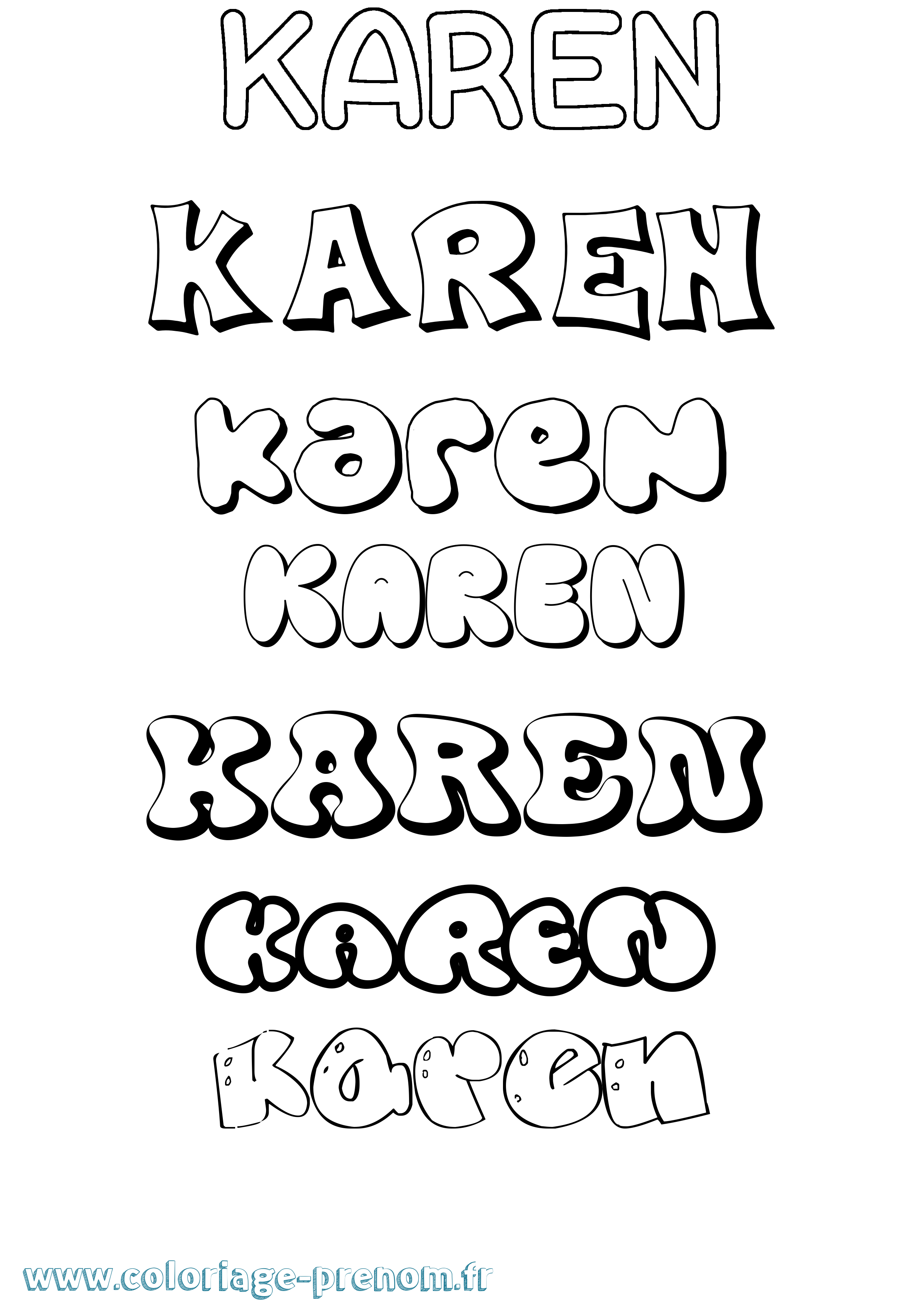 Coloriage prénom Karen Bubble