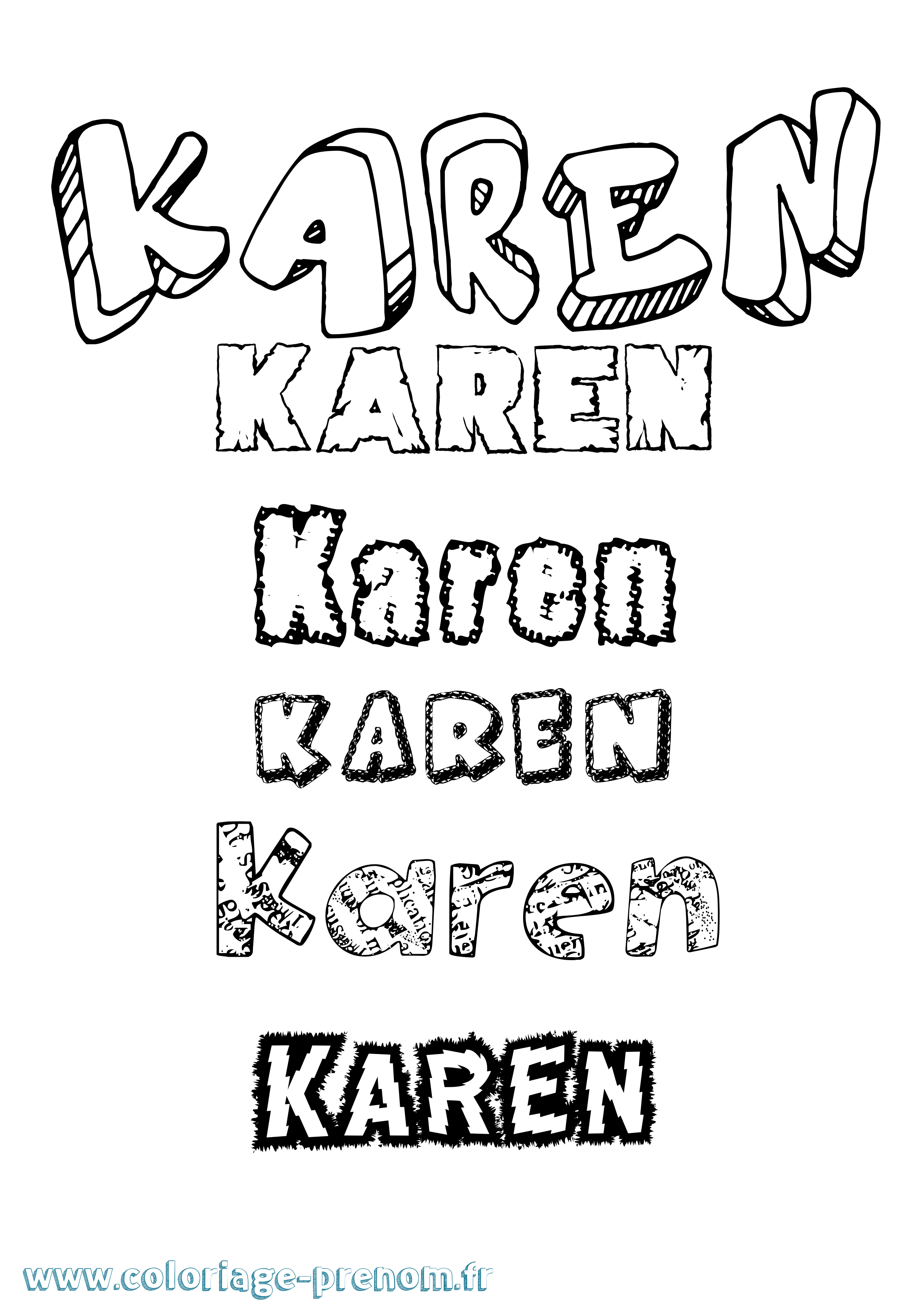 Coloriage prénom Karen Destructuré