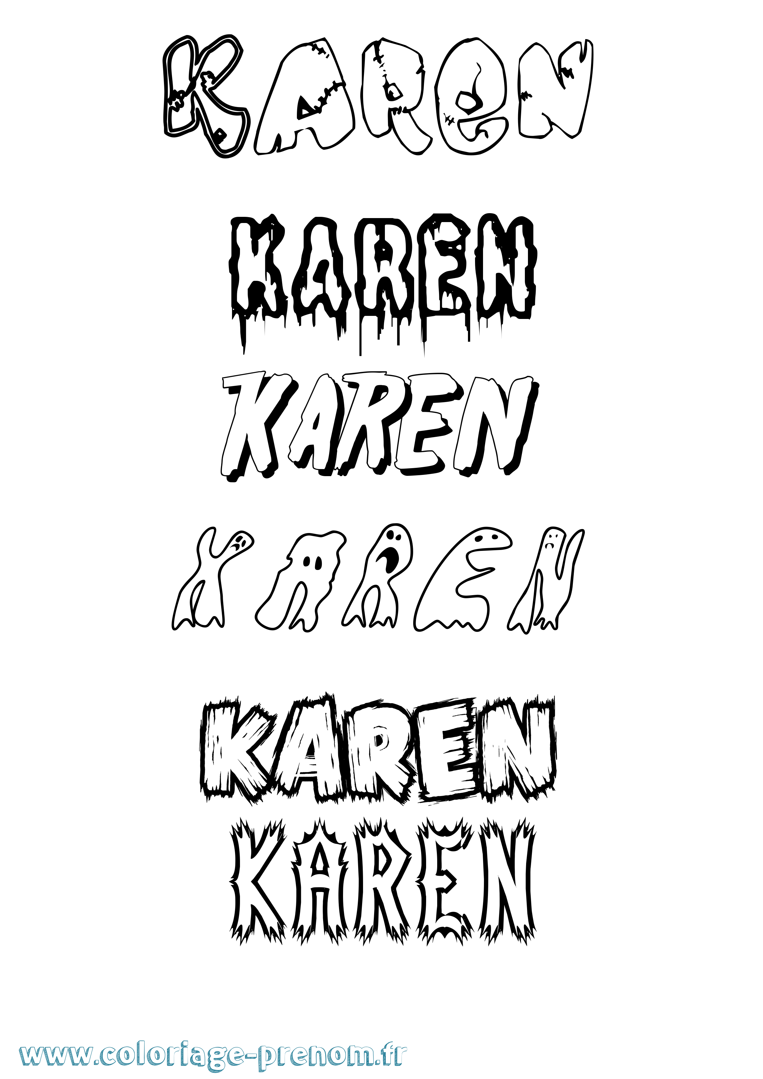 Coloriage prénom Karen Frisson