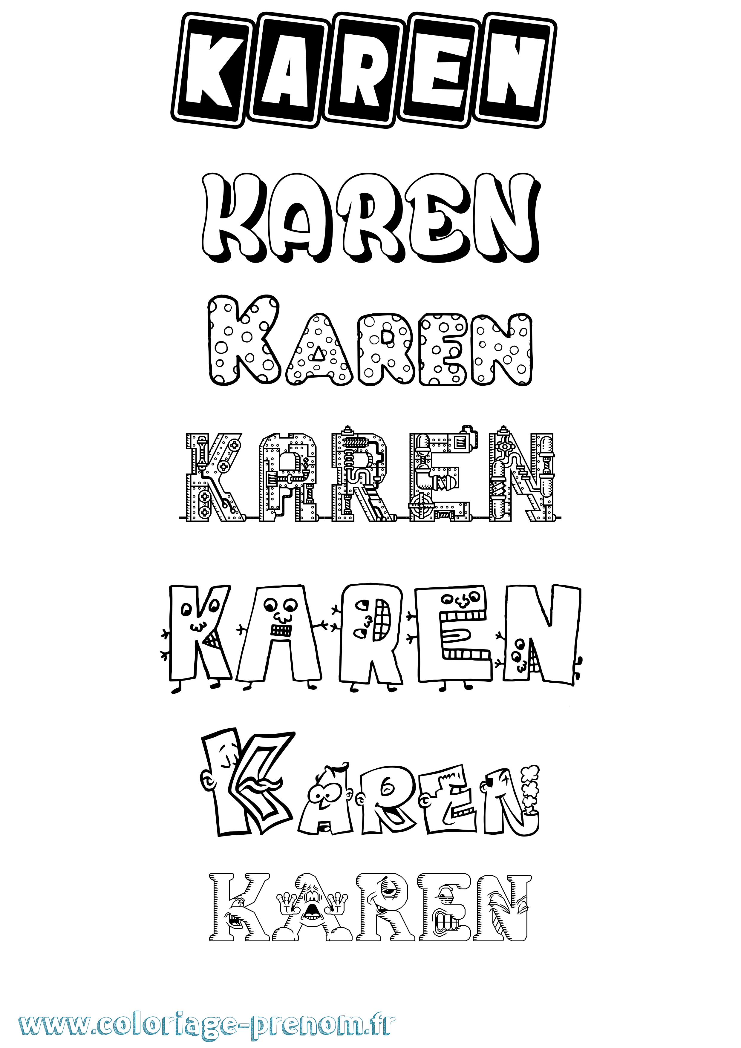 Coloriage prénom Karen Fun