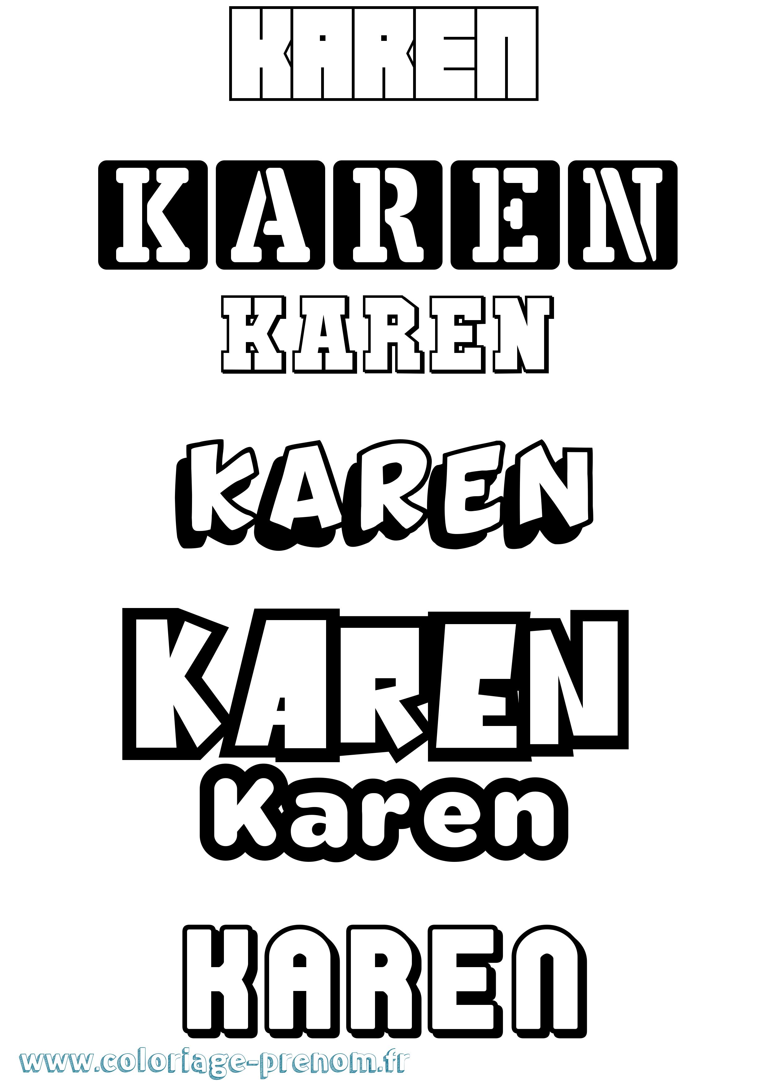Coloriage prénom Karen Simple