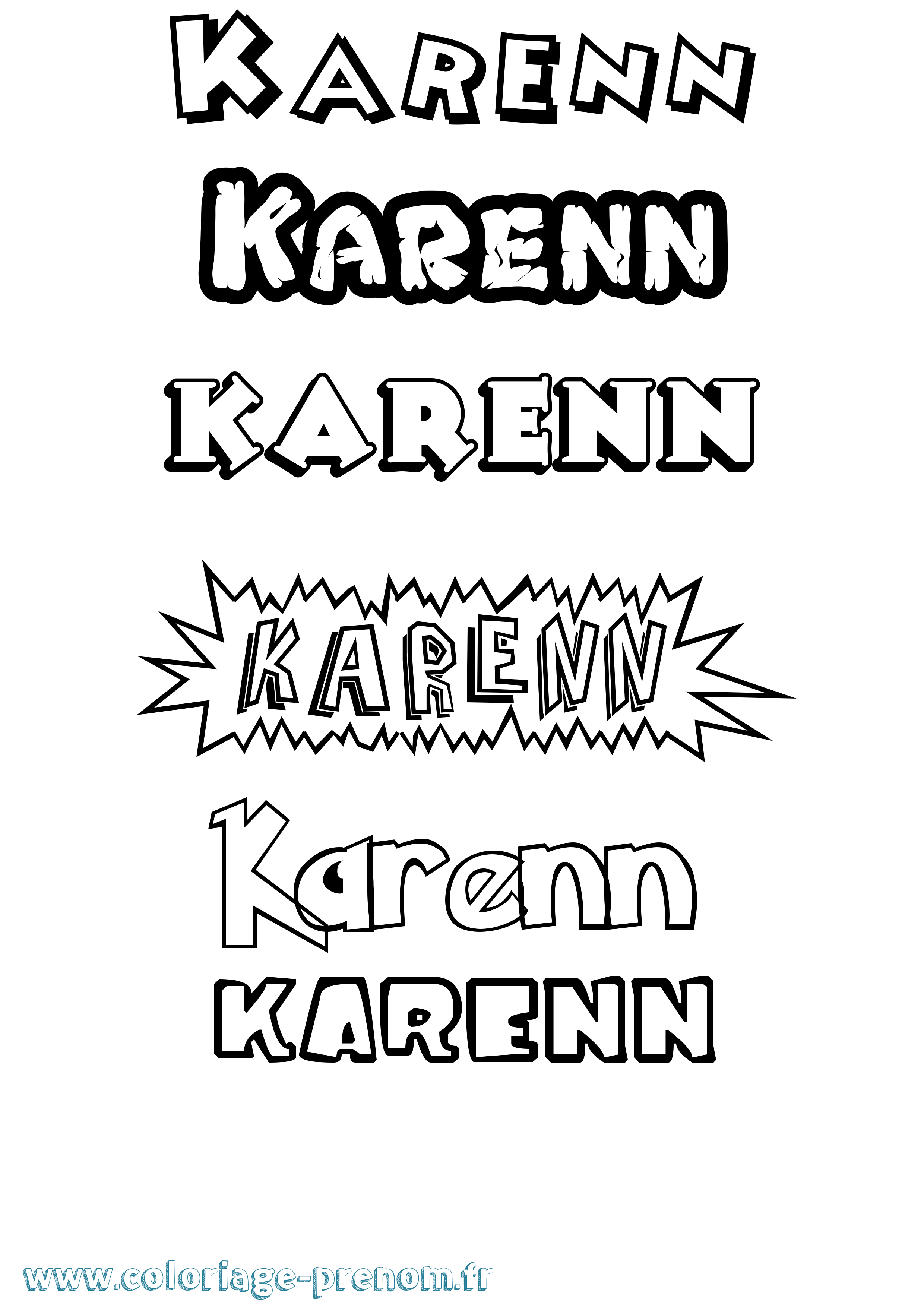 Coloriage prénom Karenn Dessin Animé