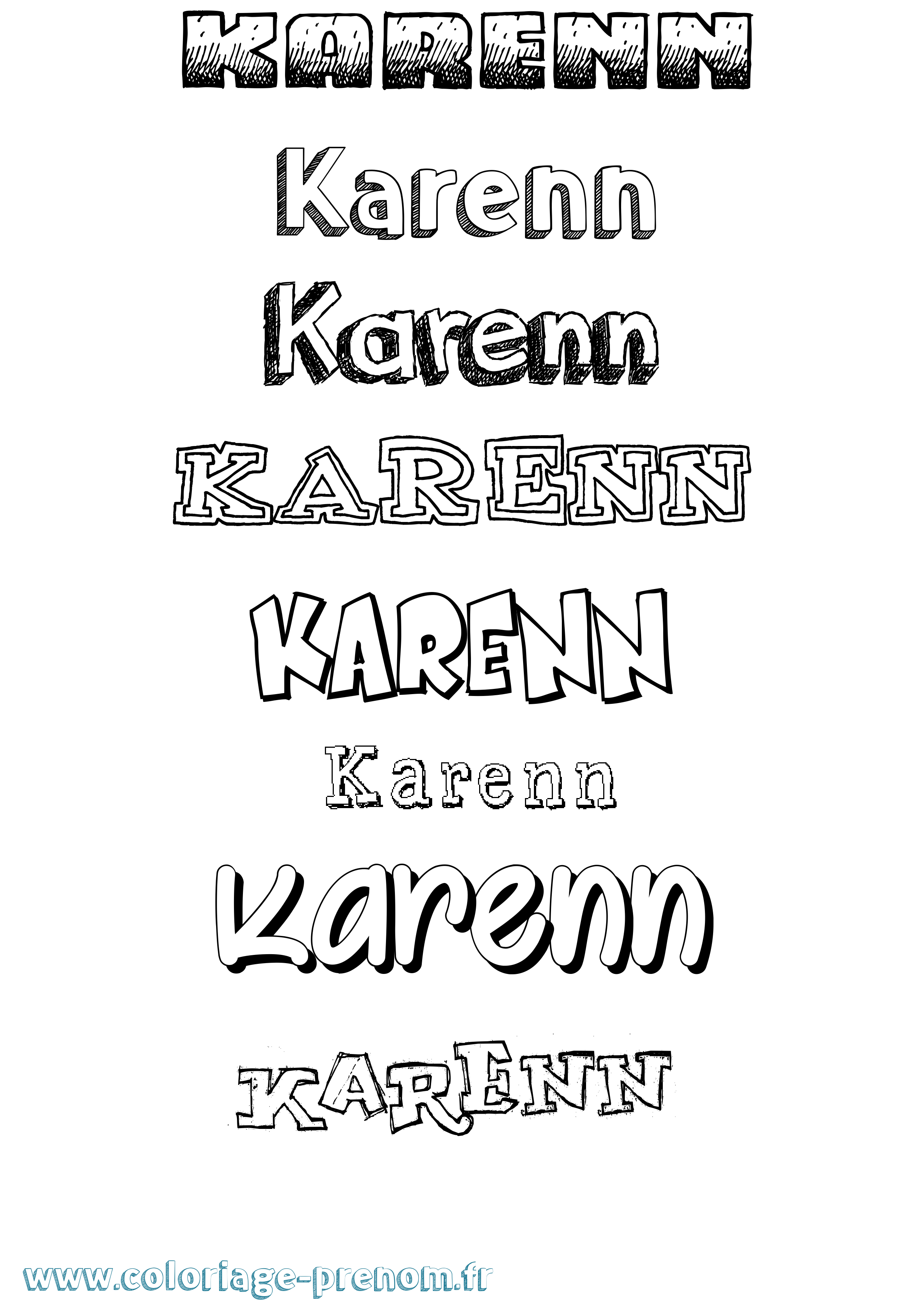 Coloriage prénom Karenn Dessiné