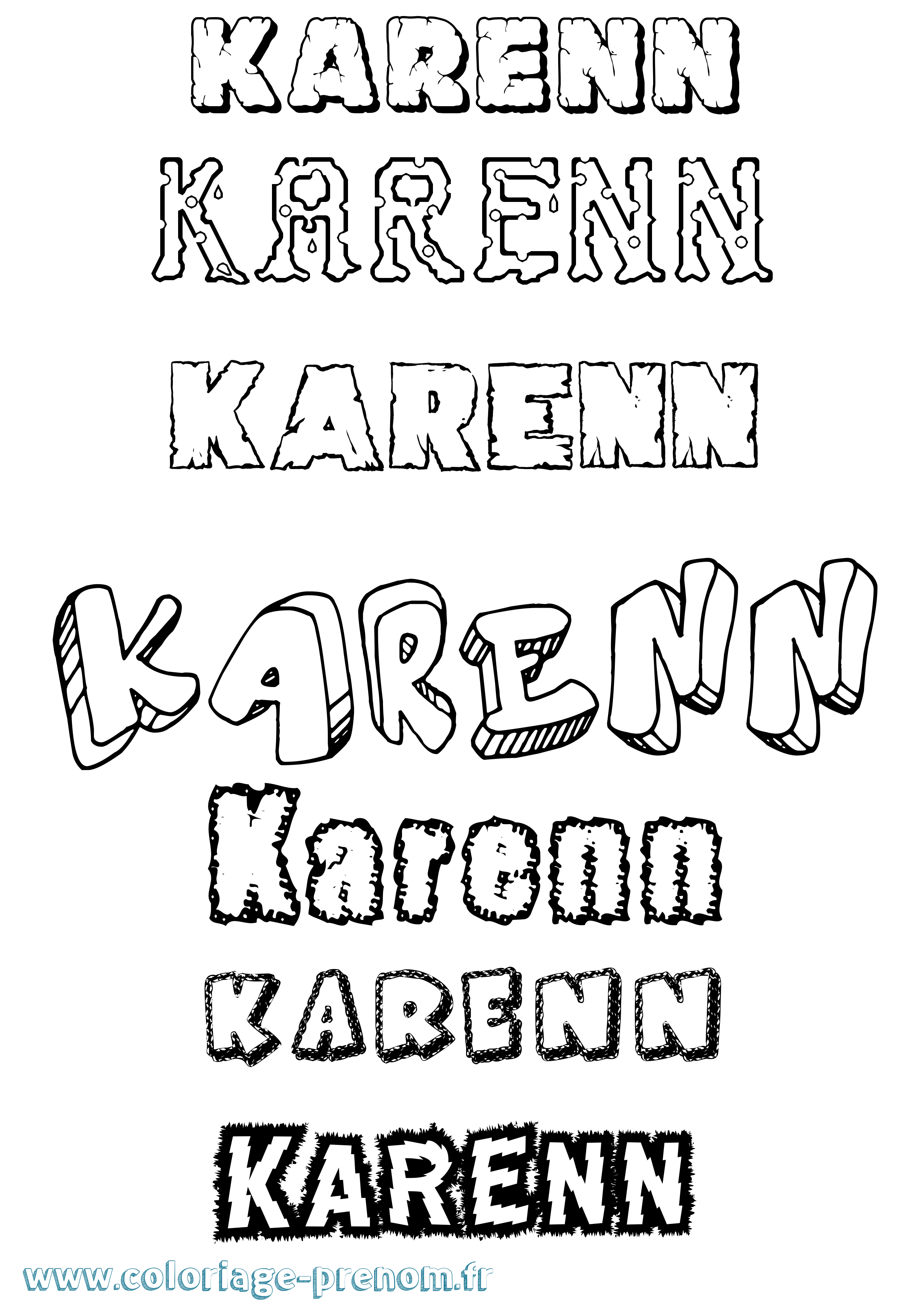 Coloriage prénom Karenn Destructuré