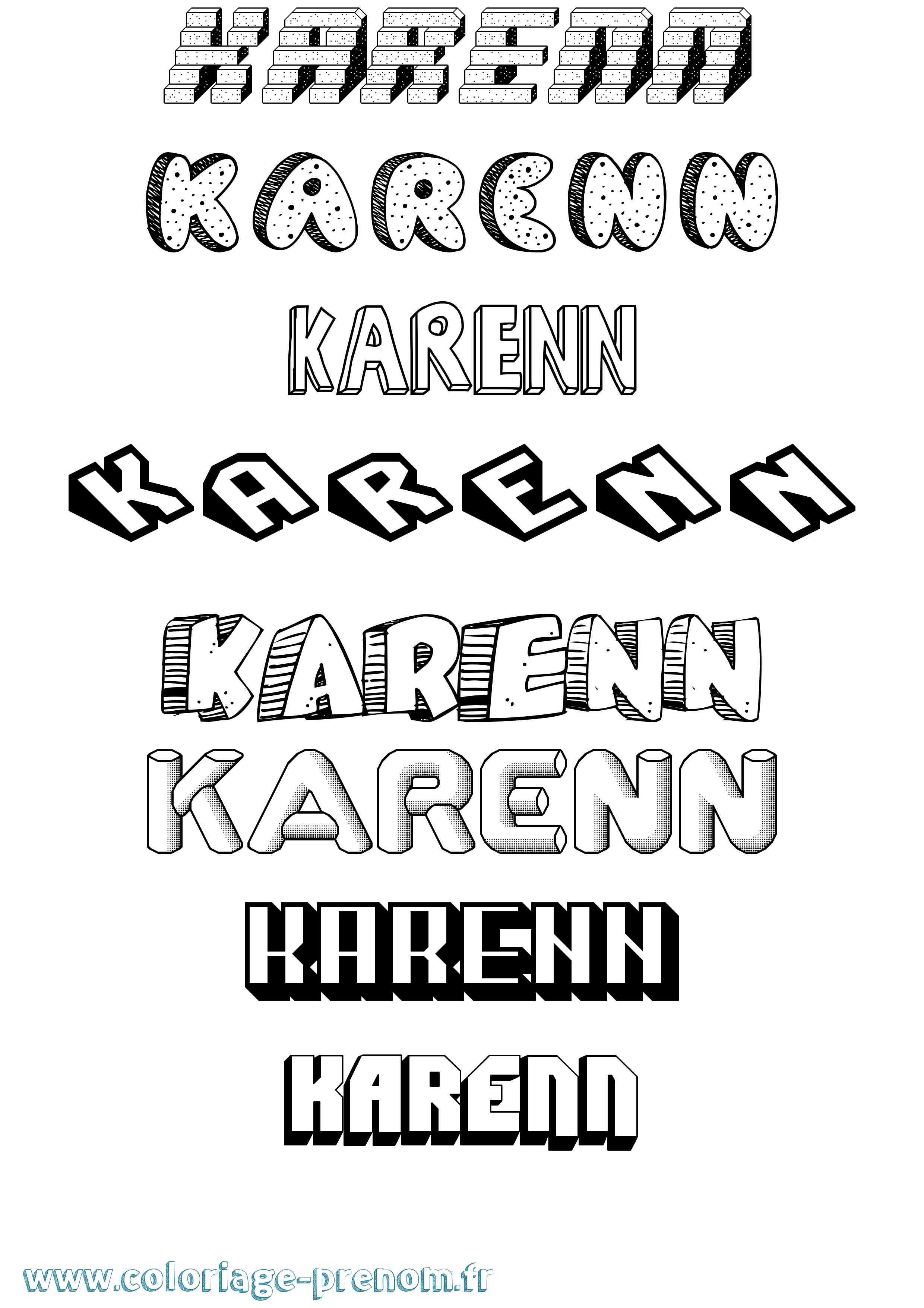 Coloriage Karenn Effet 3D Coloriage prénom Karenn Effet 3D