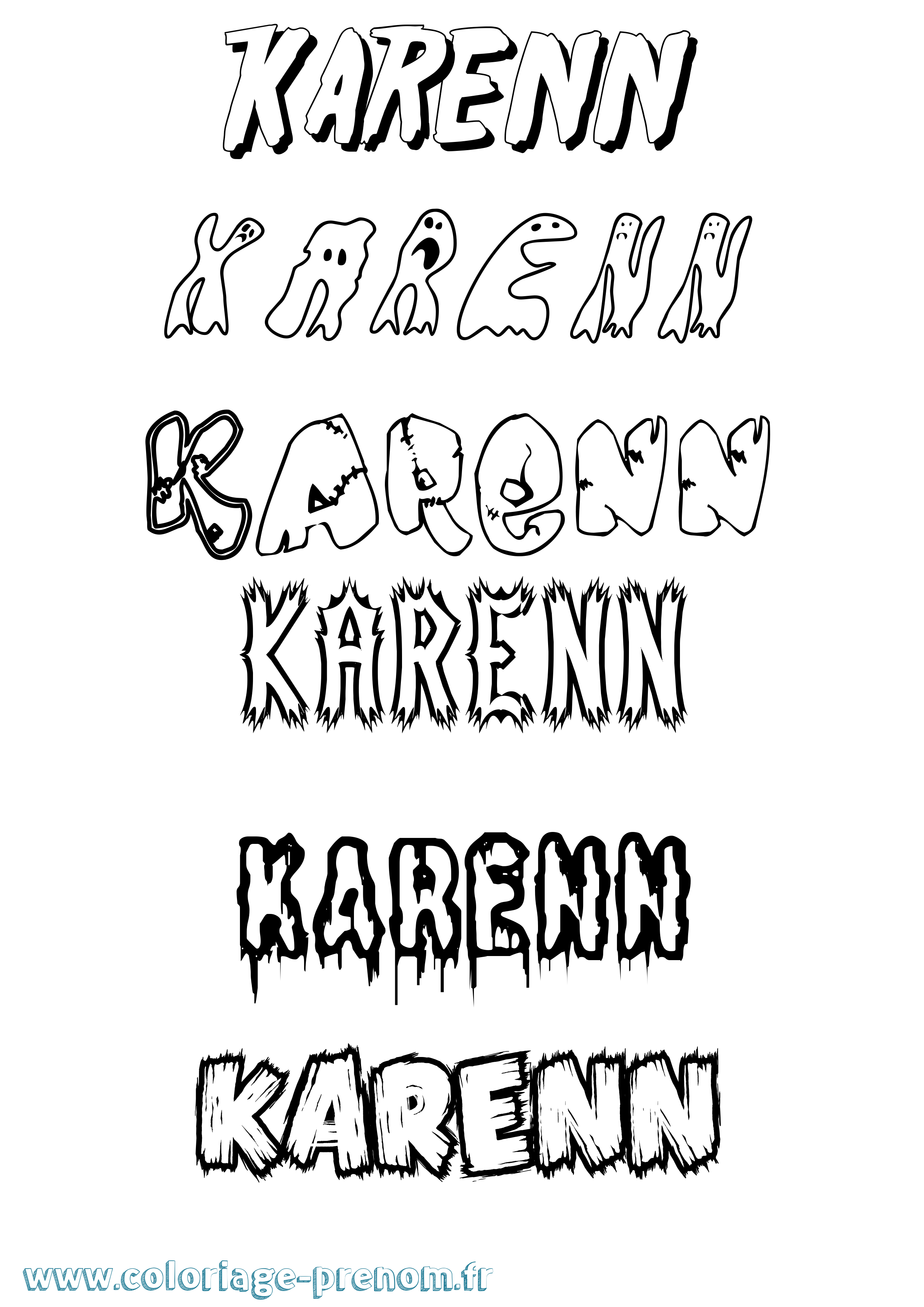 Coloriage prénom Karenn Frisson