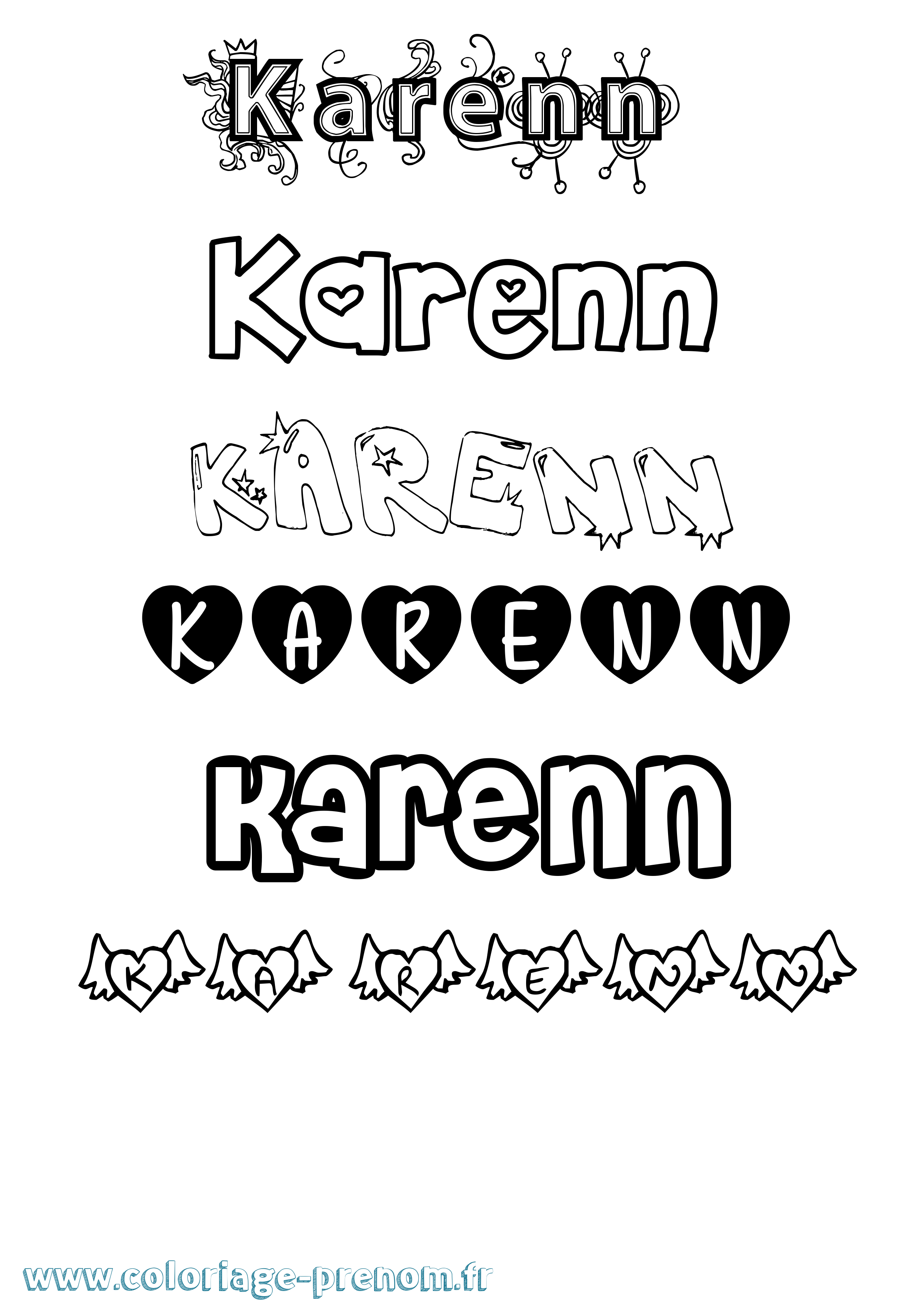 Coloriage Karenn Girly Coloriage prénom Karenn Girly