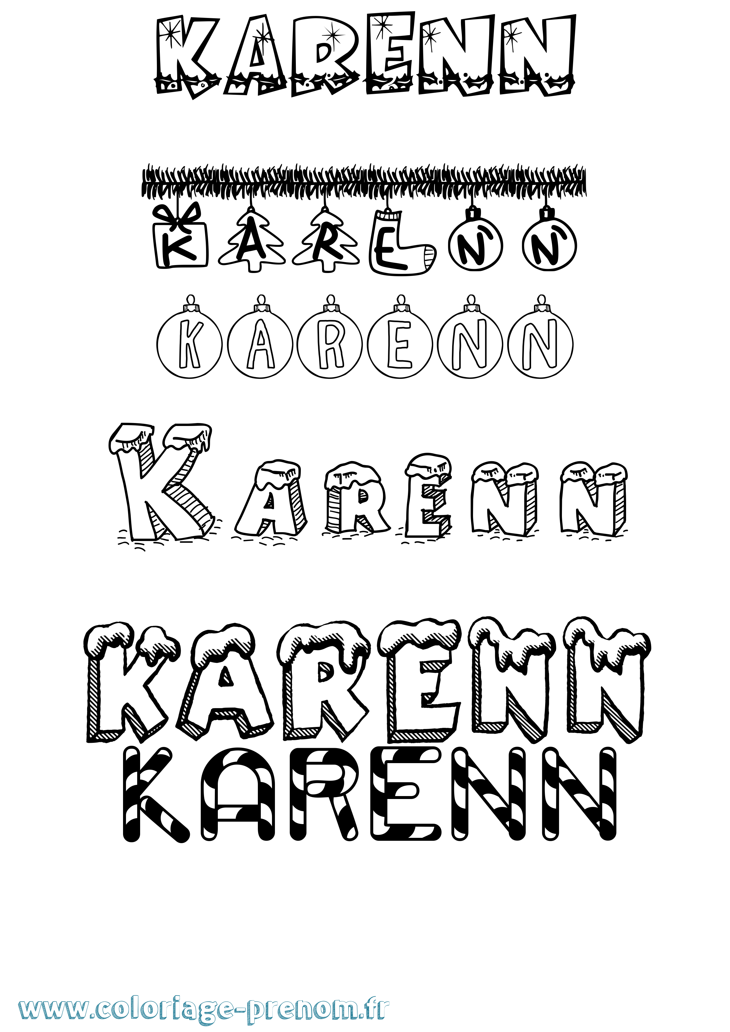 Coloriage prénom Karenn Noël