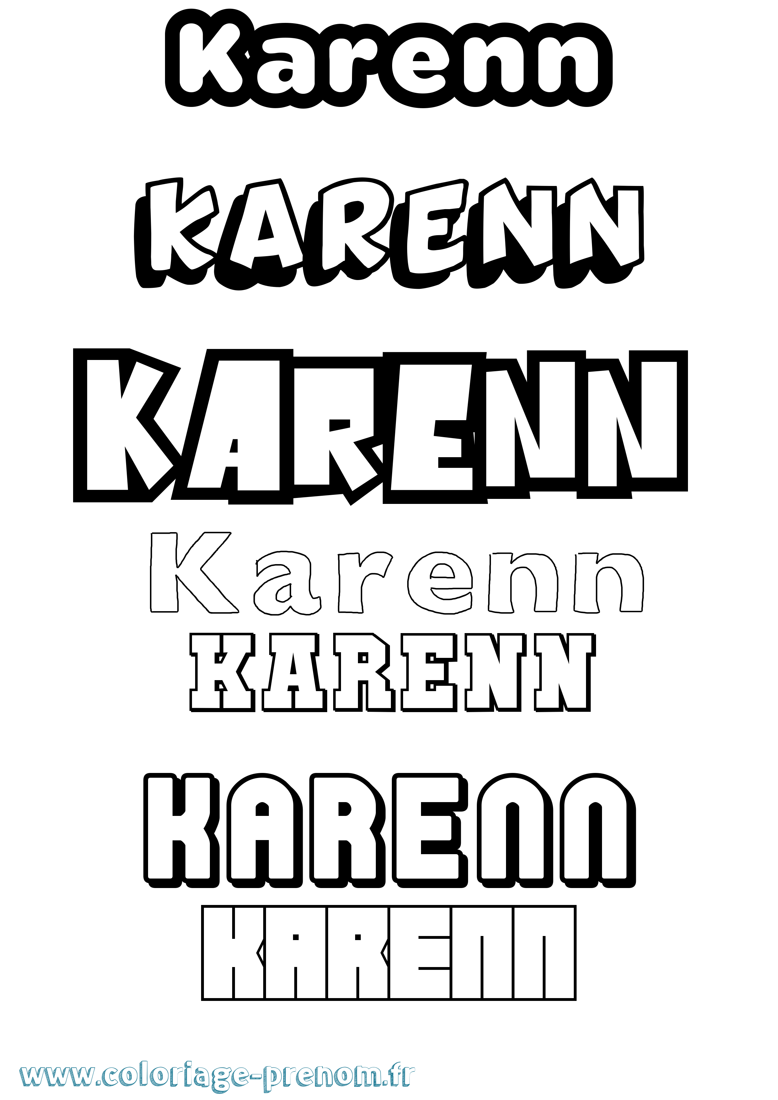 Coloriage prénom Karenn Simple