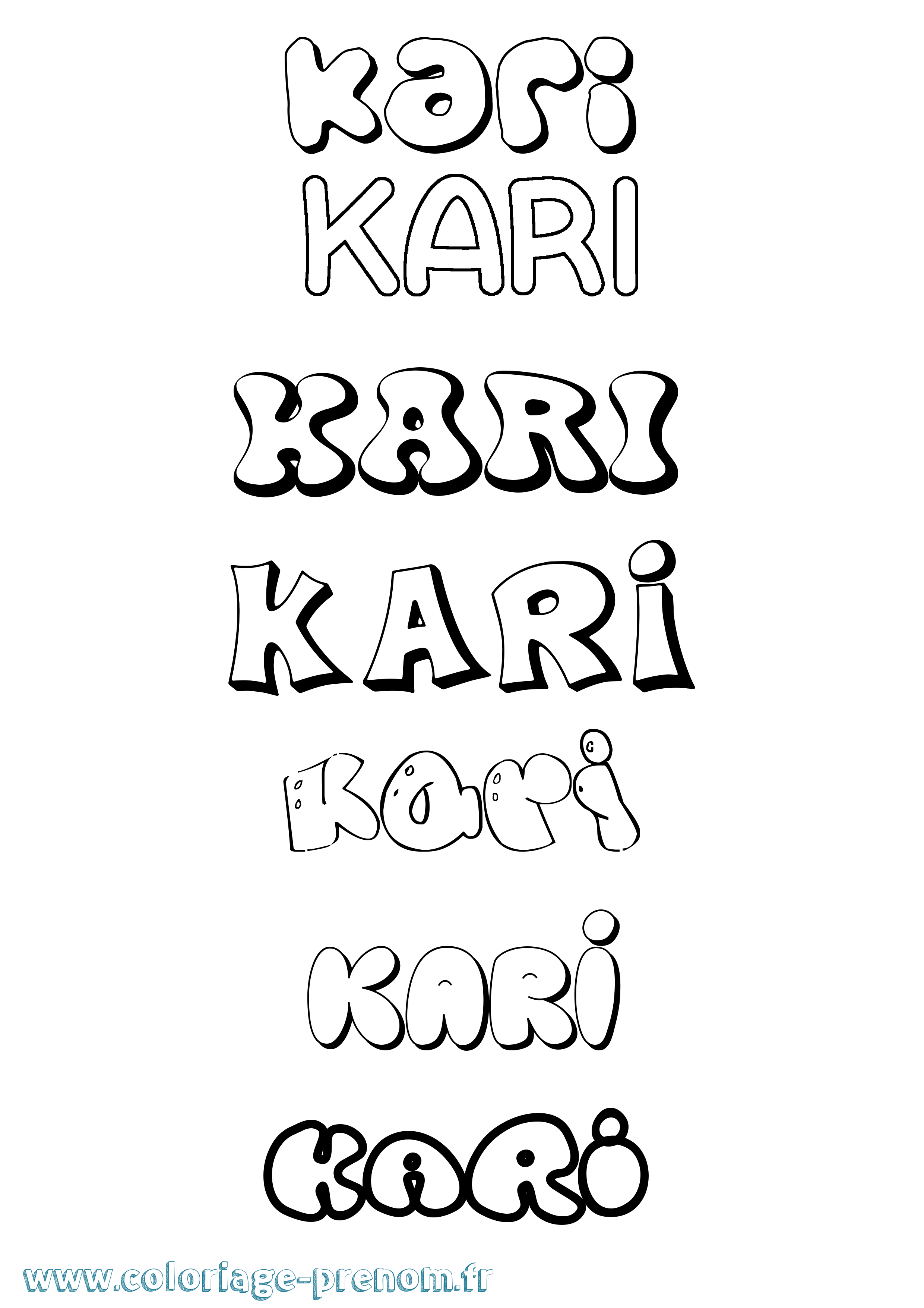 Coloriage prénom Kari Bubble