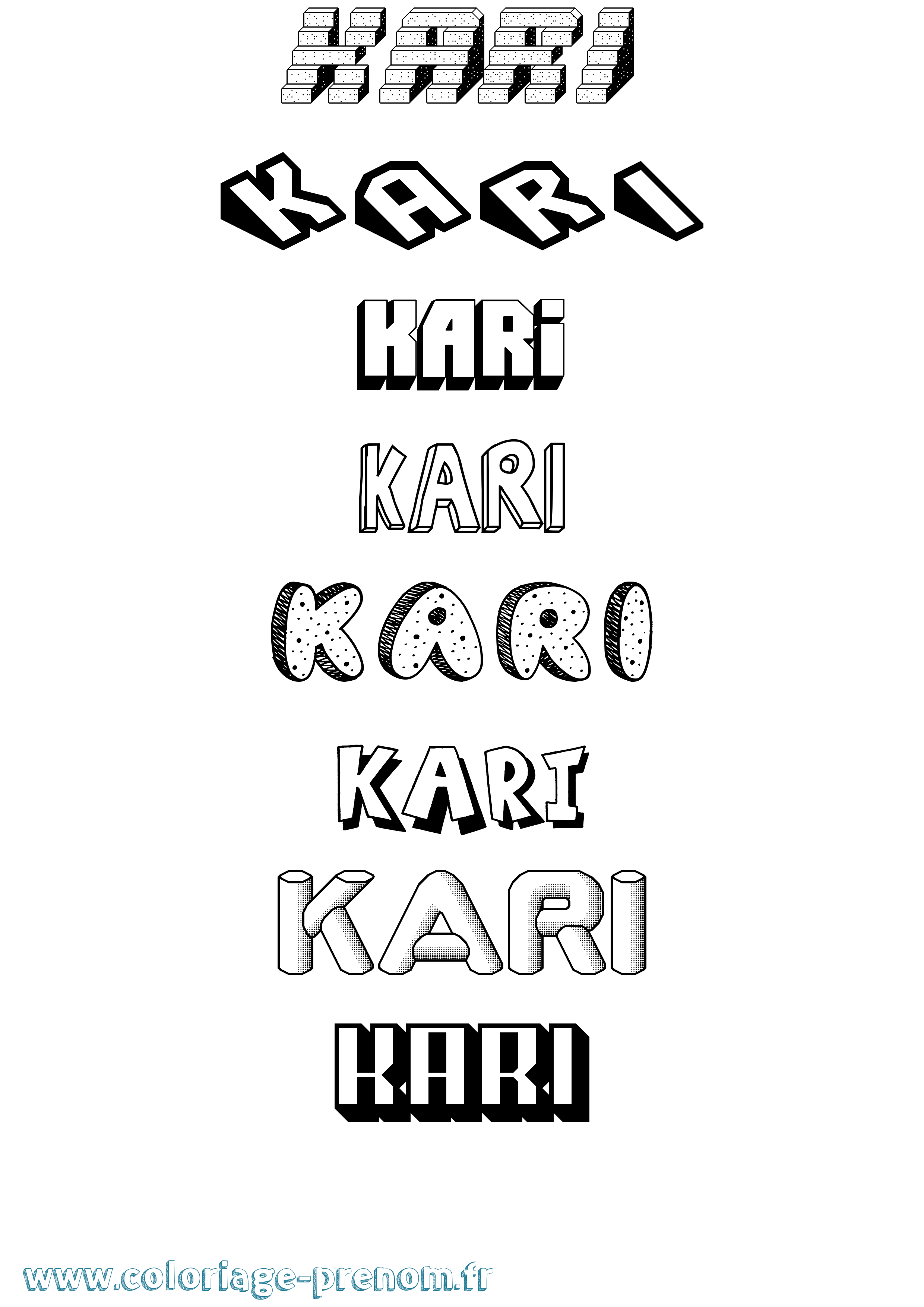 Coloriage Kari Effet 3D Coloriage prénom Kari Effet 3D