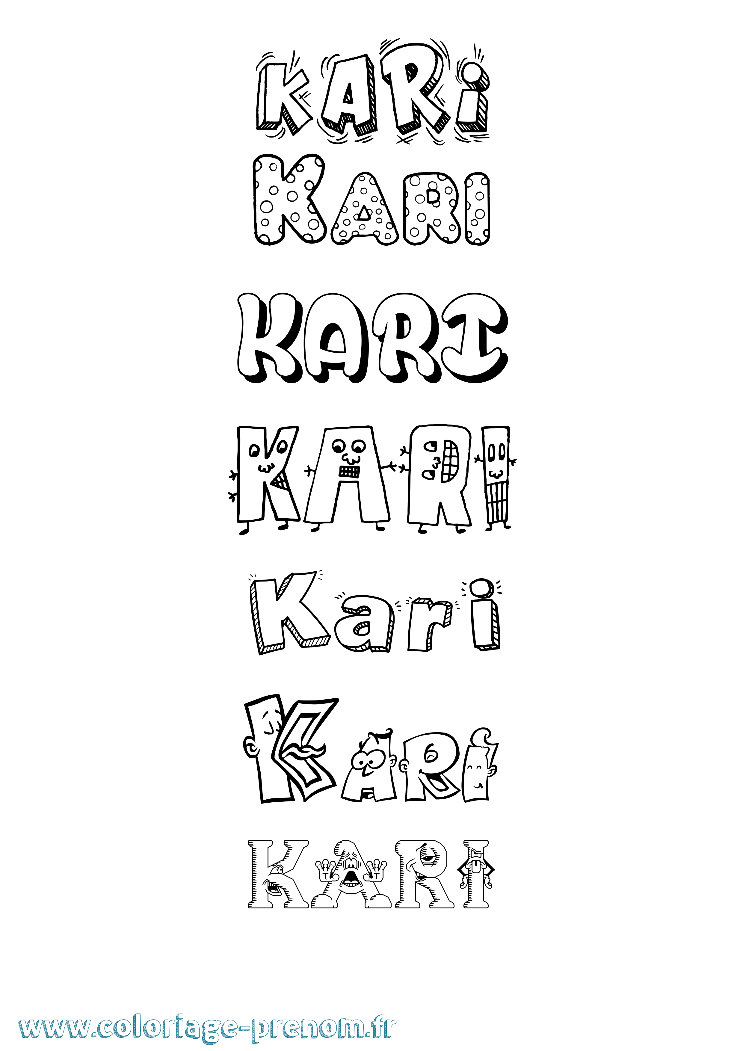 Coloriage prénom Kari Fun