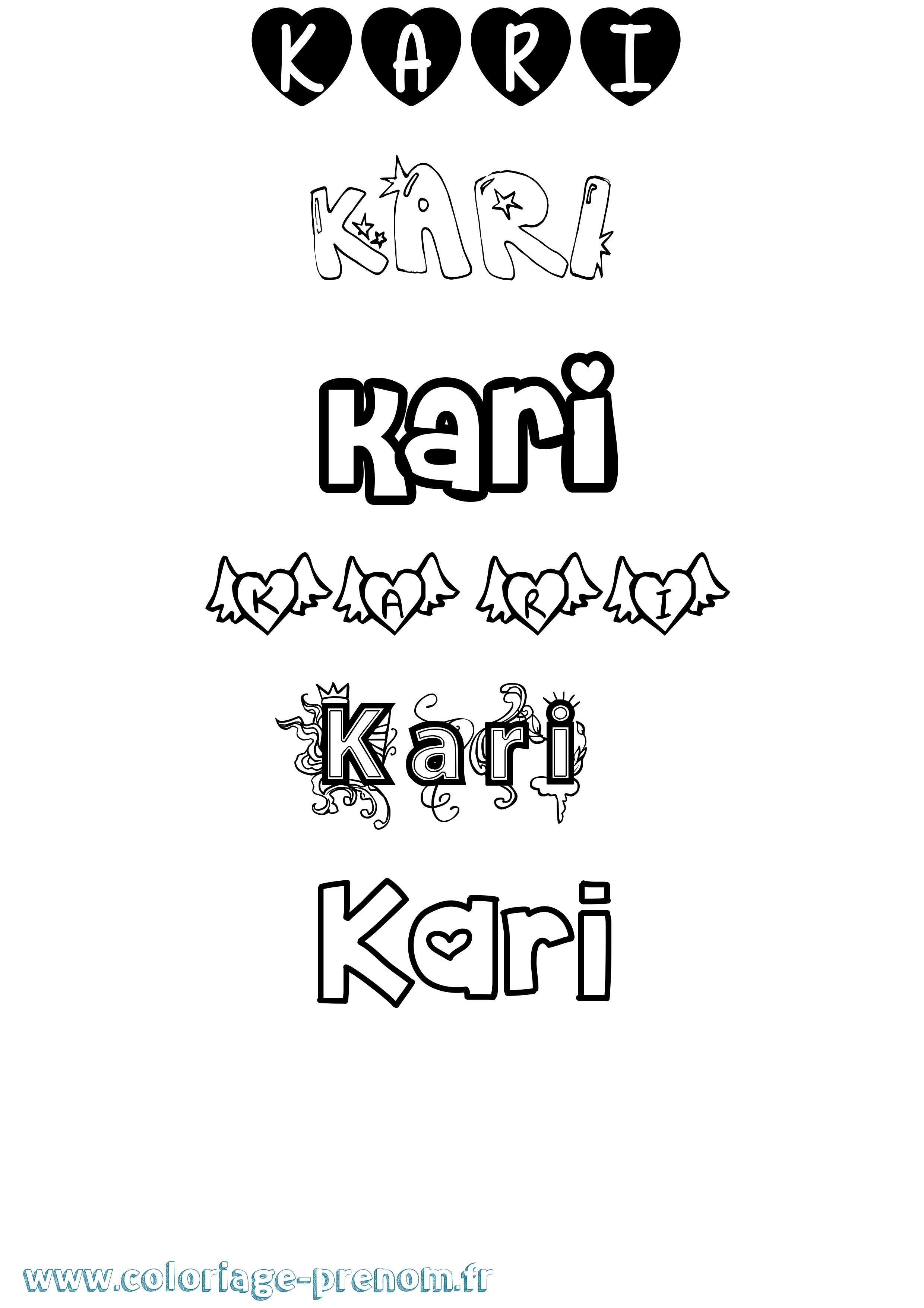 Coloriage prénom Kari Girly