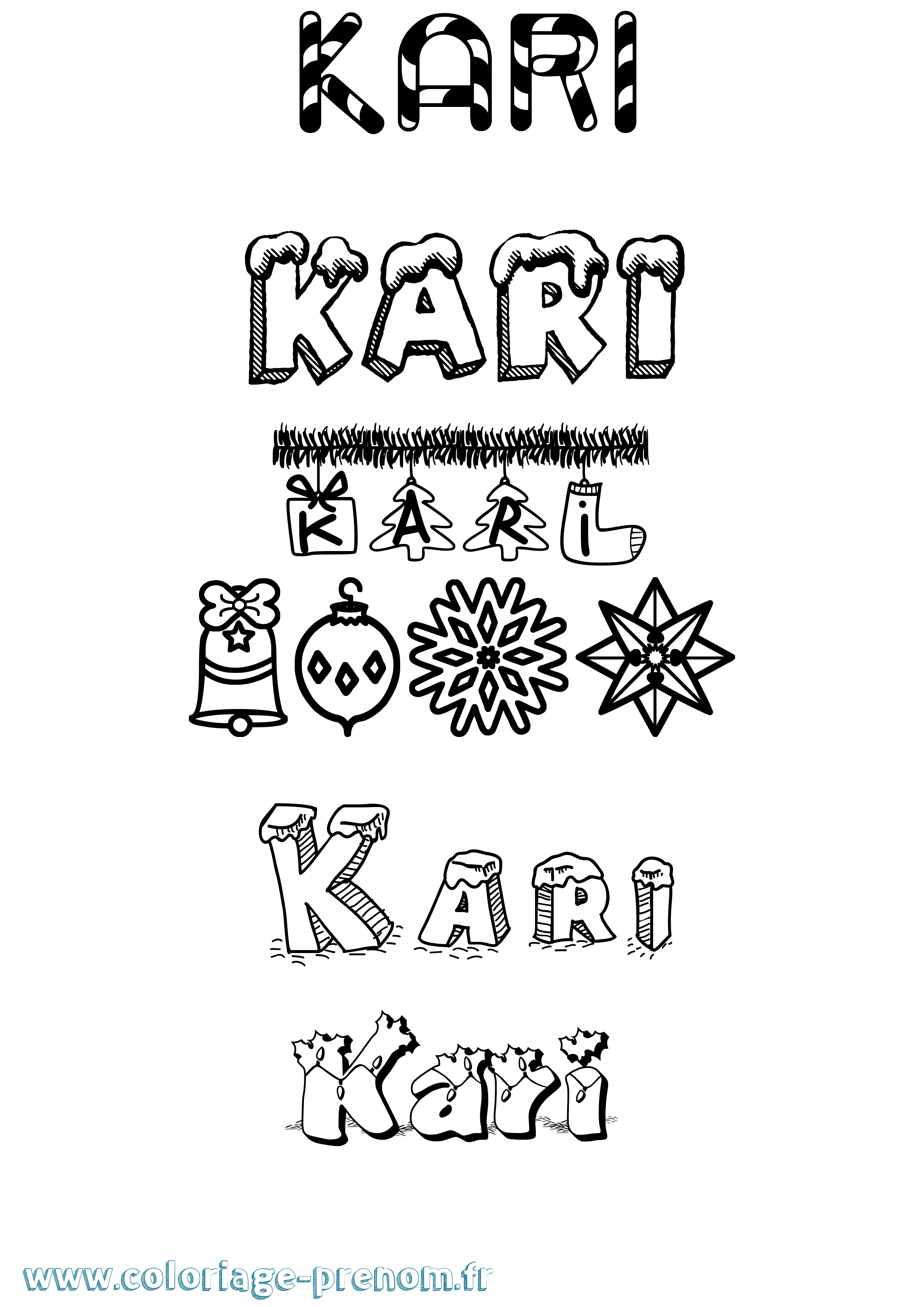 Coloriage Kari Noël Coloriage prénom Kari Noël