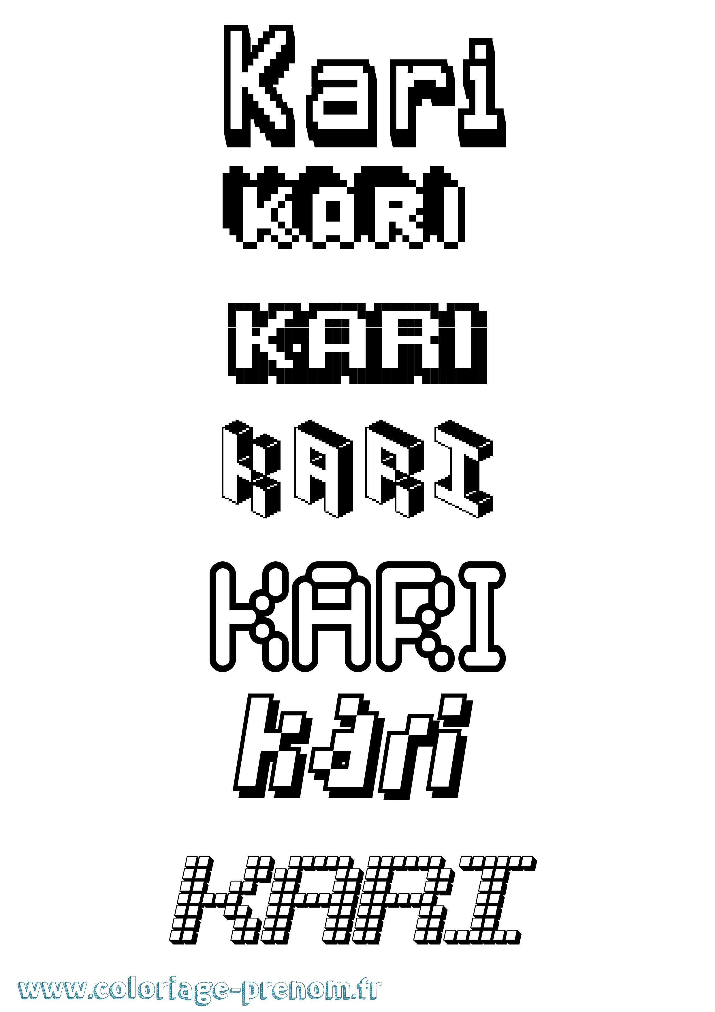 Coloriage prénom Kari Pixel