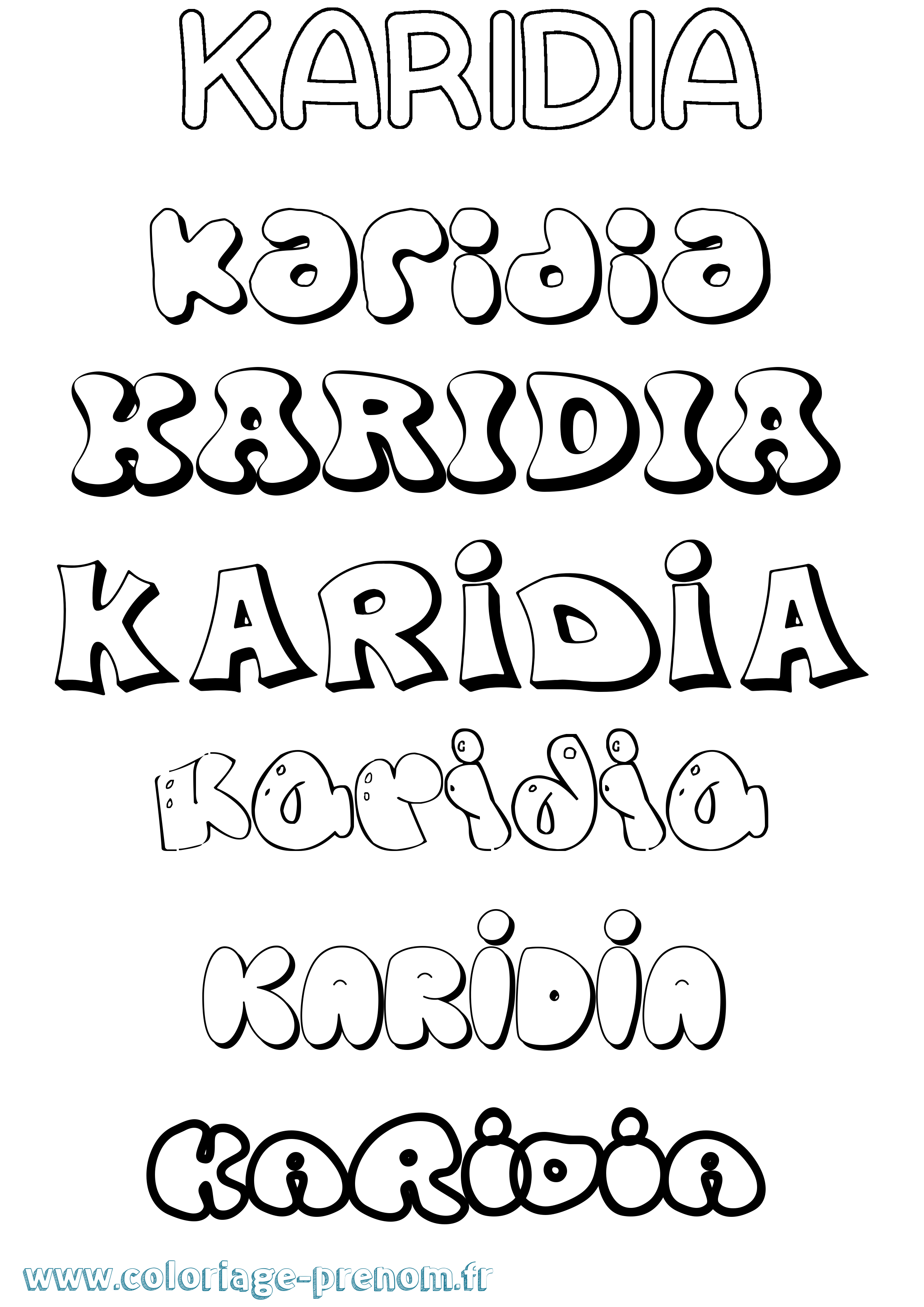 Coloriage Karidia Bubble Coloriage prénom Karidia Bubble