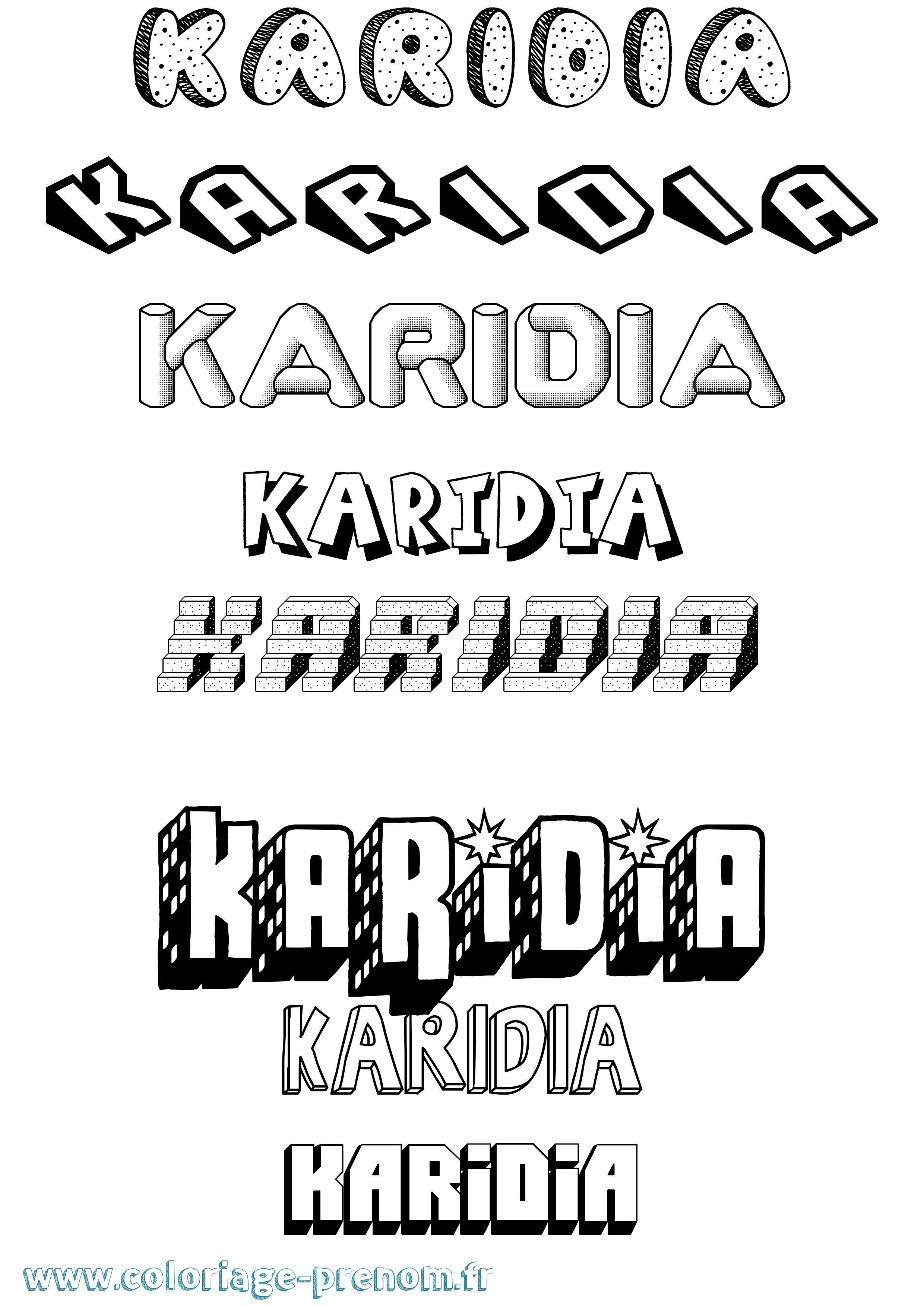 Coloriage Karidia Effet 3D Coloriage prénom Karidia Effet 3D