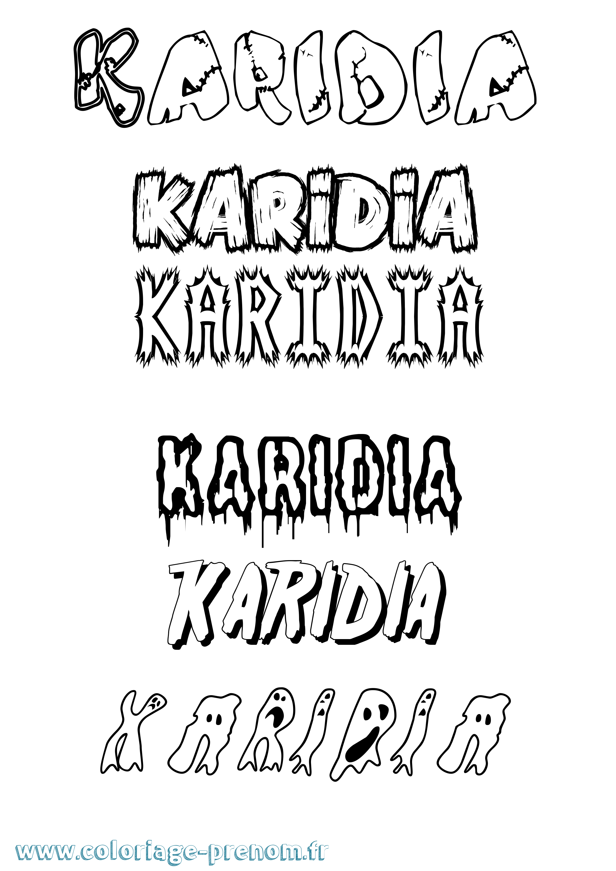Coloriage prénom Karidia Frisson