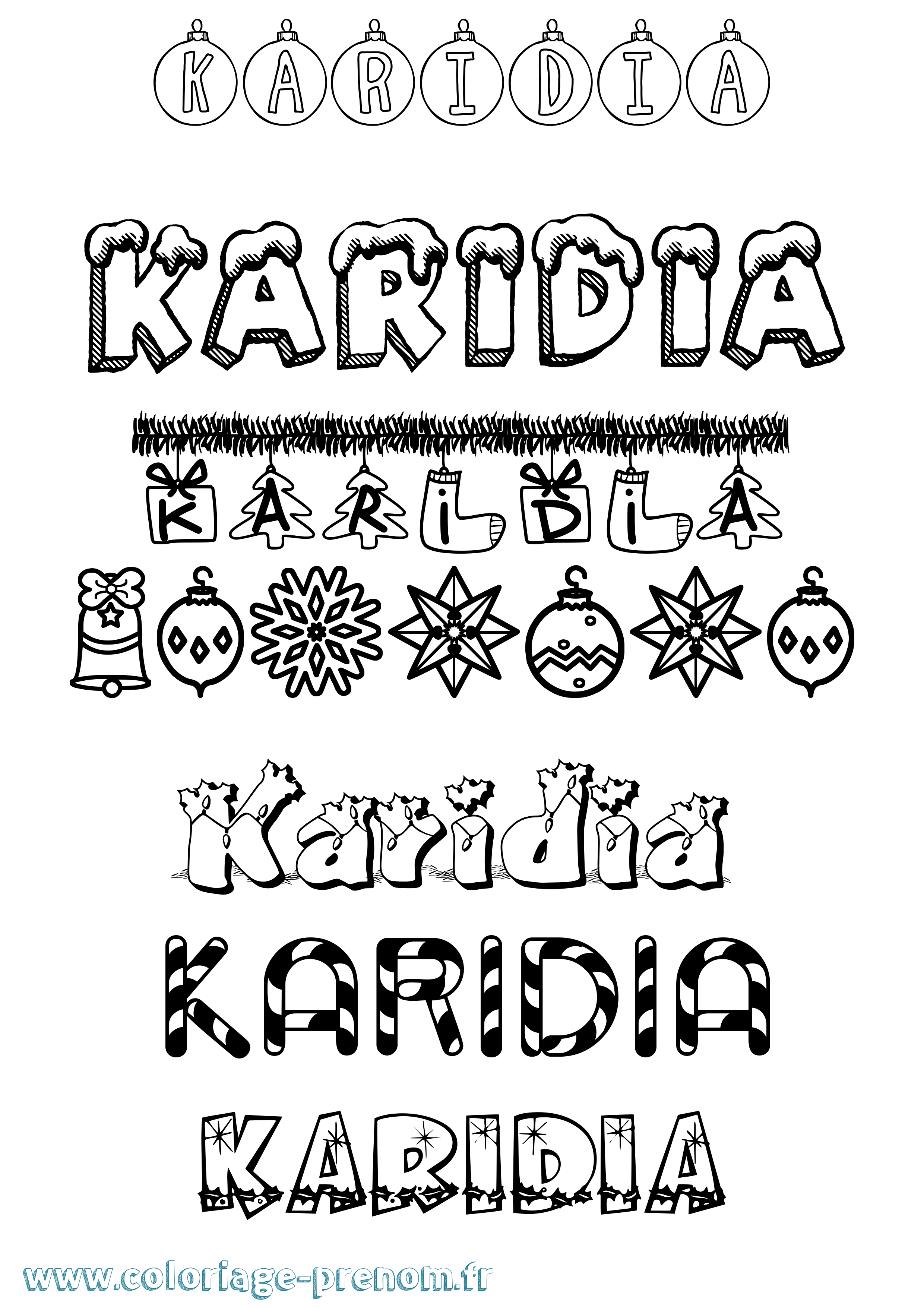 Coloriage Karidia Noël Coloriage prénom Karidia Noël