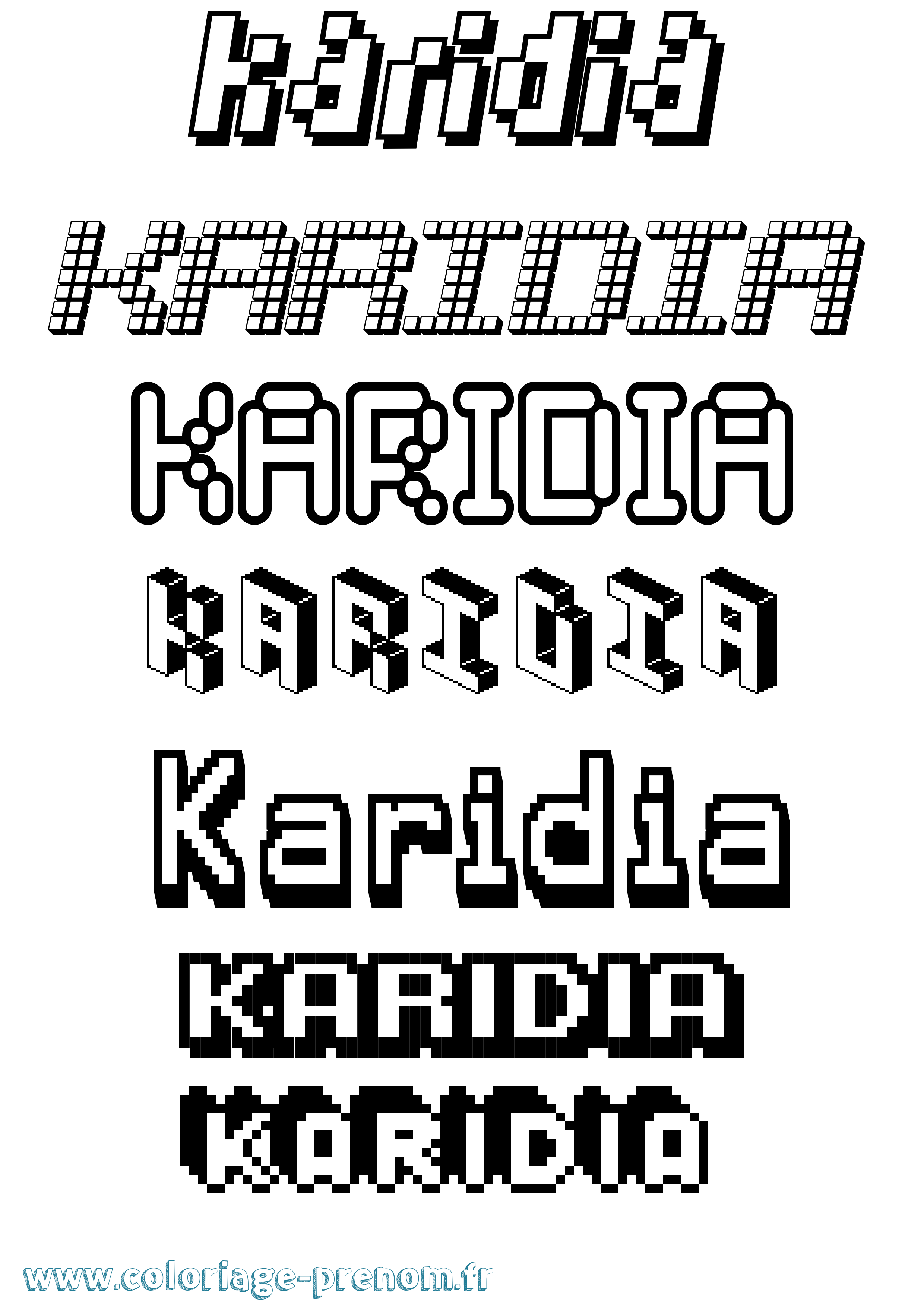 Coloriage prénom Karidia Pixel