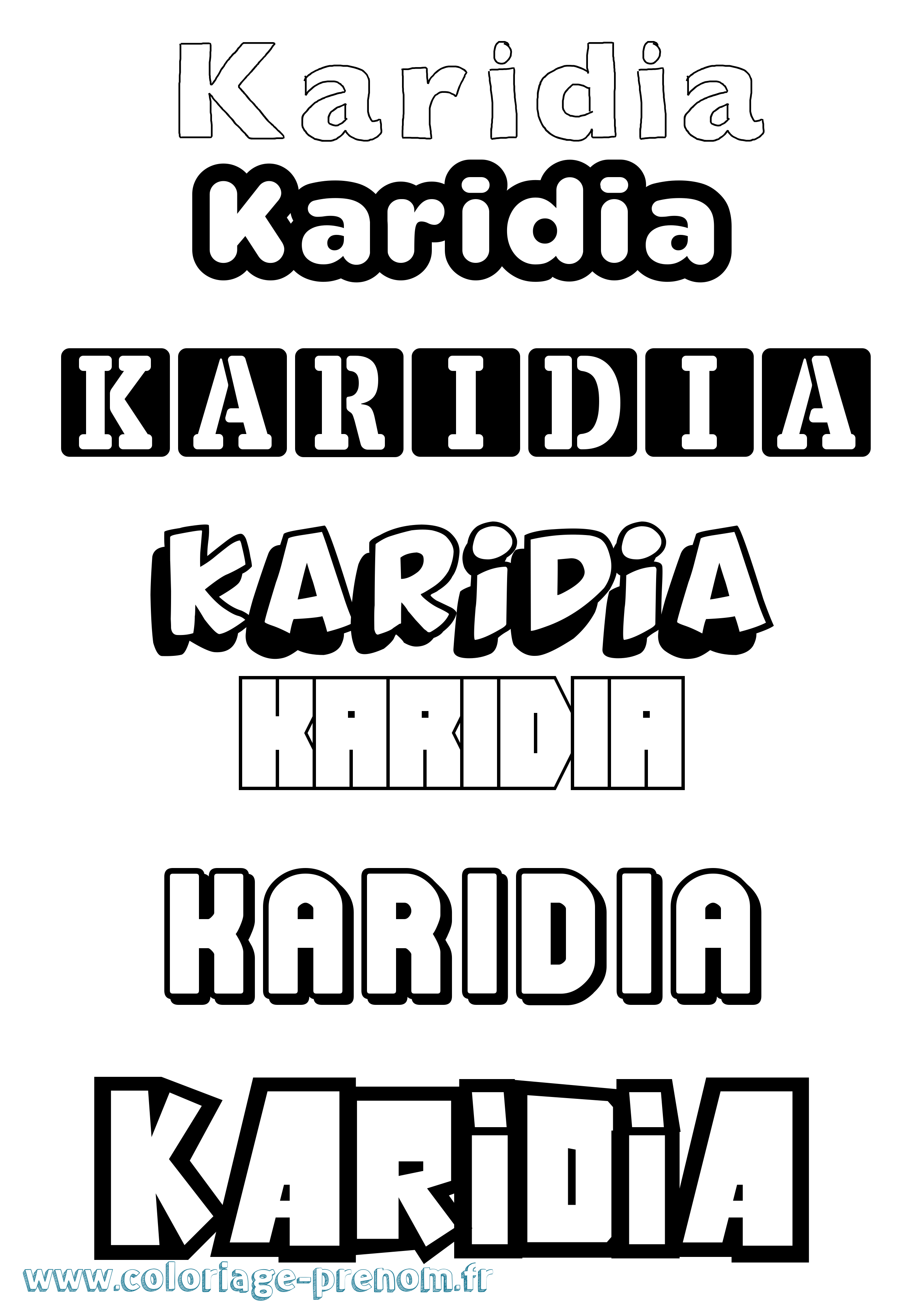 Coloriage prénom Karidia Simple