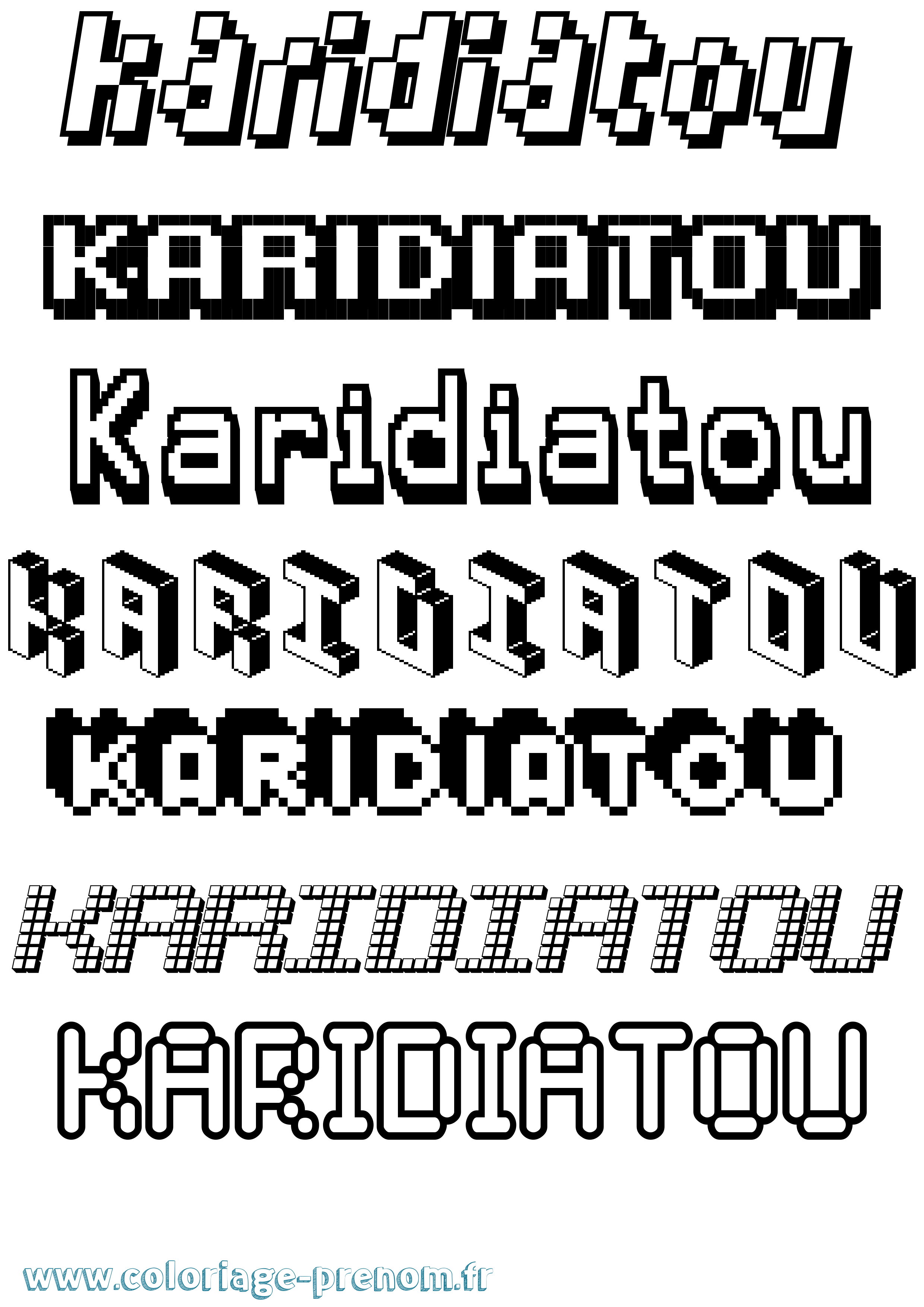 Coloriage prénom Karidiatou Pixel