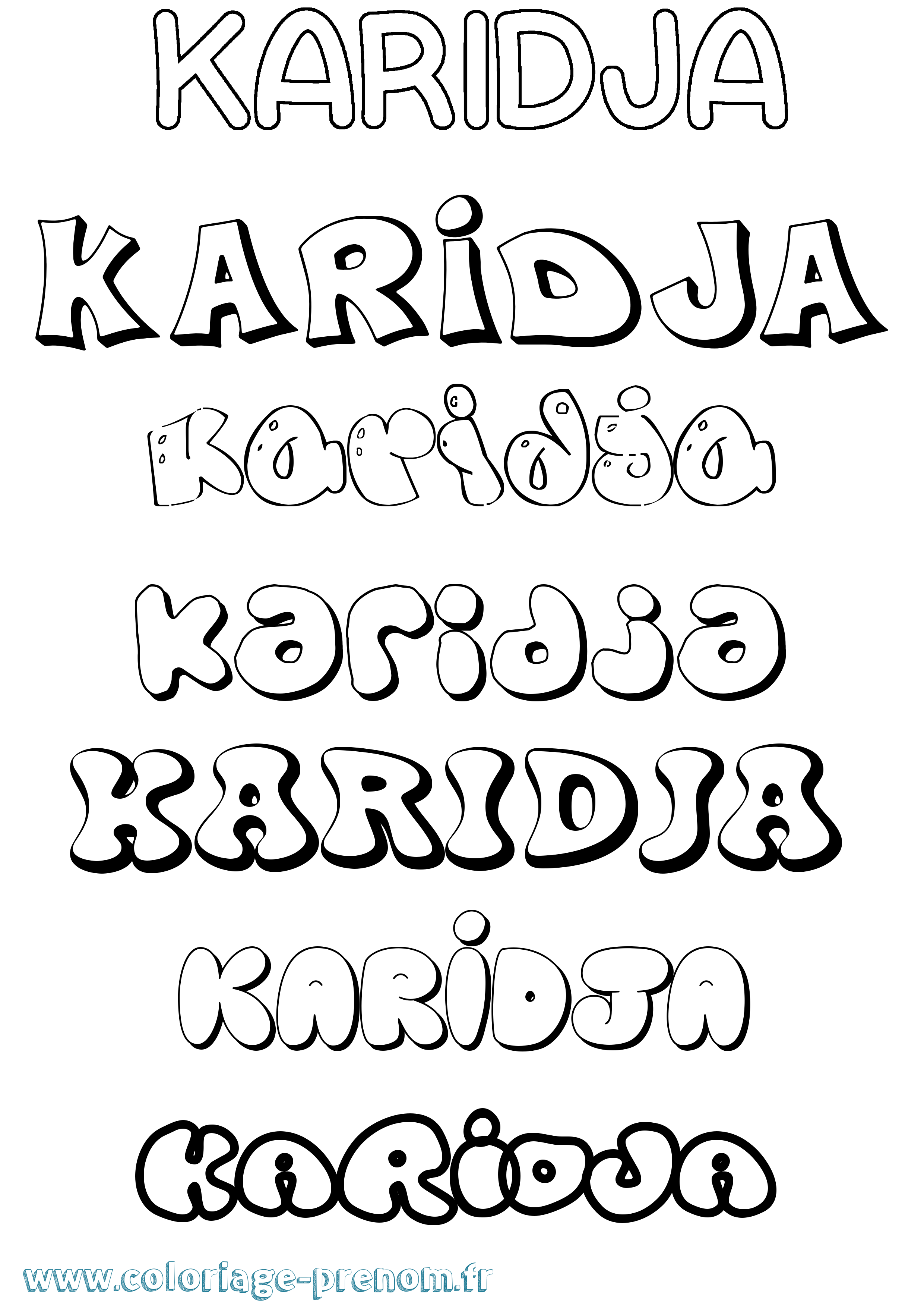 Coloriage Karidja Bubble Coloriage prénom Karidja Bubble