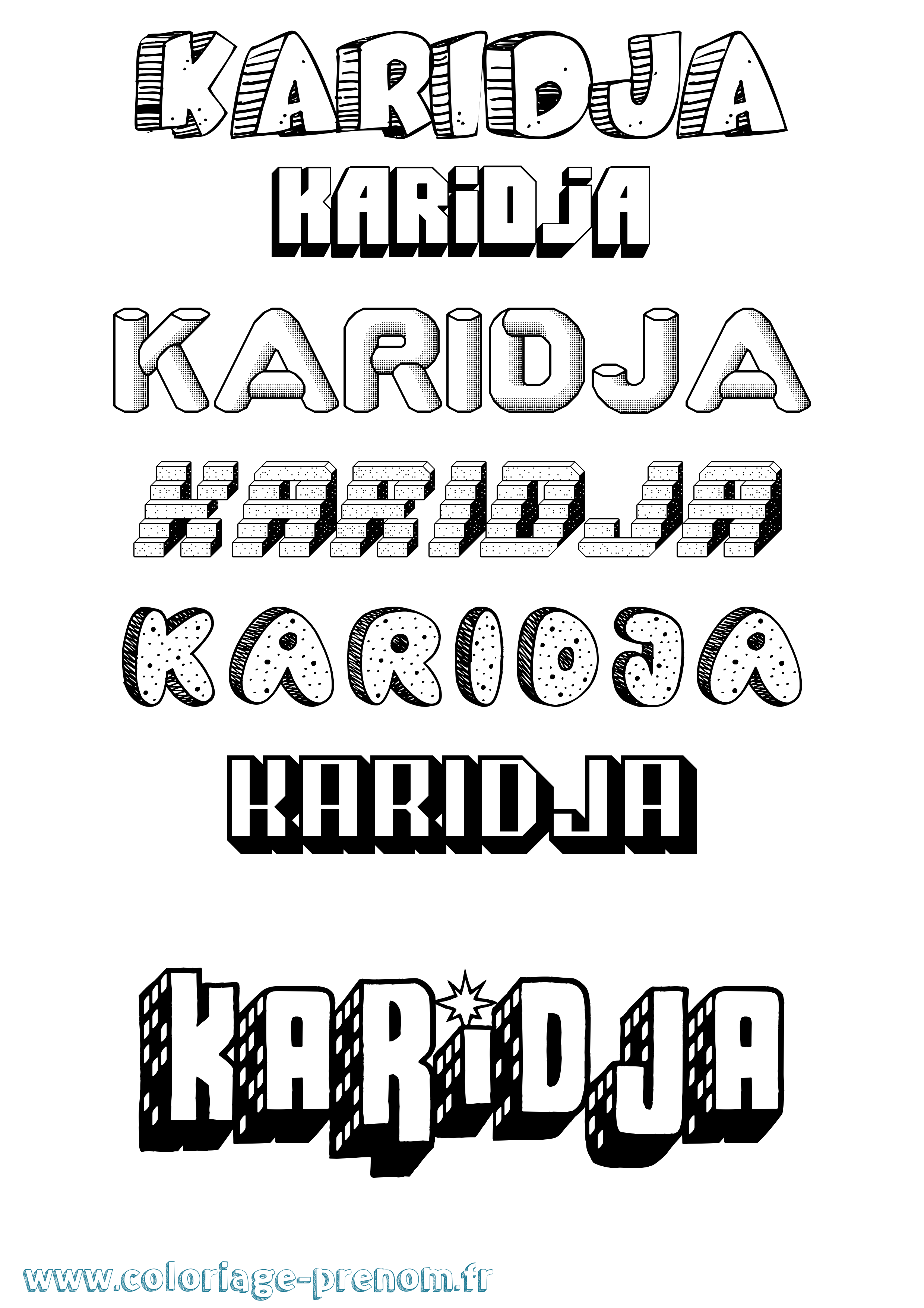 Coloriage Karidja Effet 3D Coloriage prénom Karidja Effet 3D