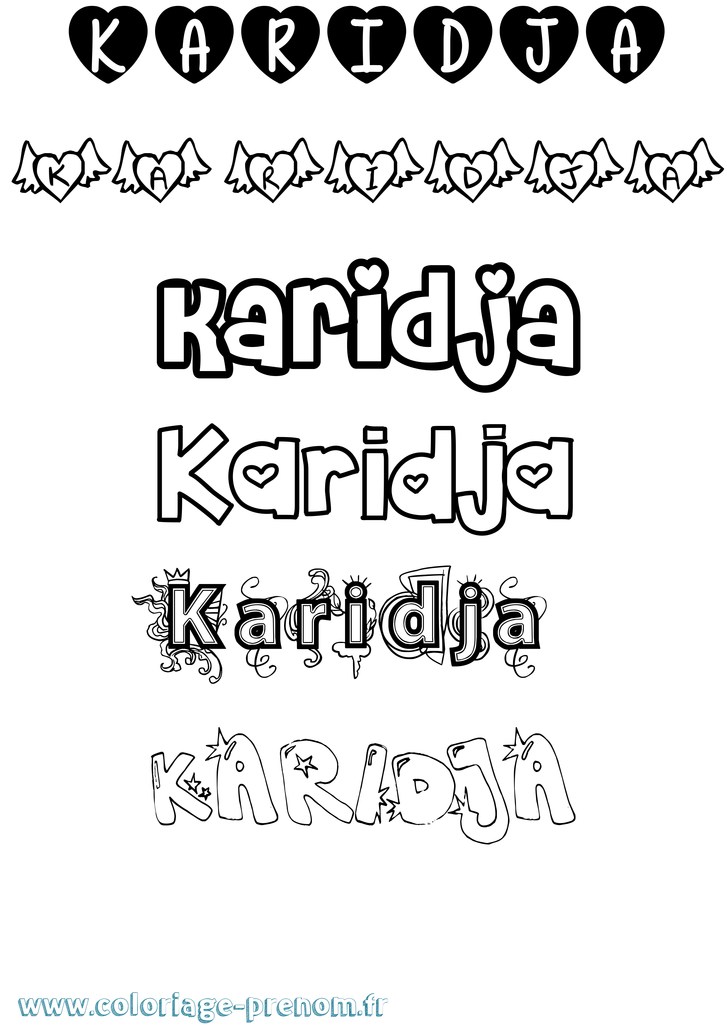 Coloriage Karidja Girly Coloriage prénom Karidja Girly