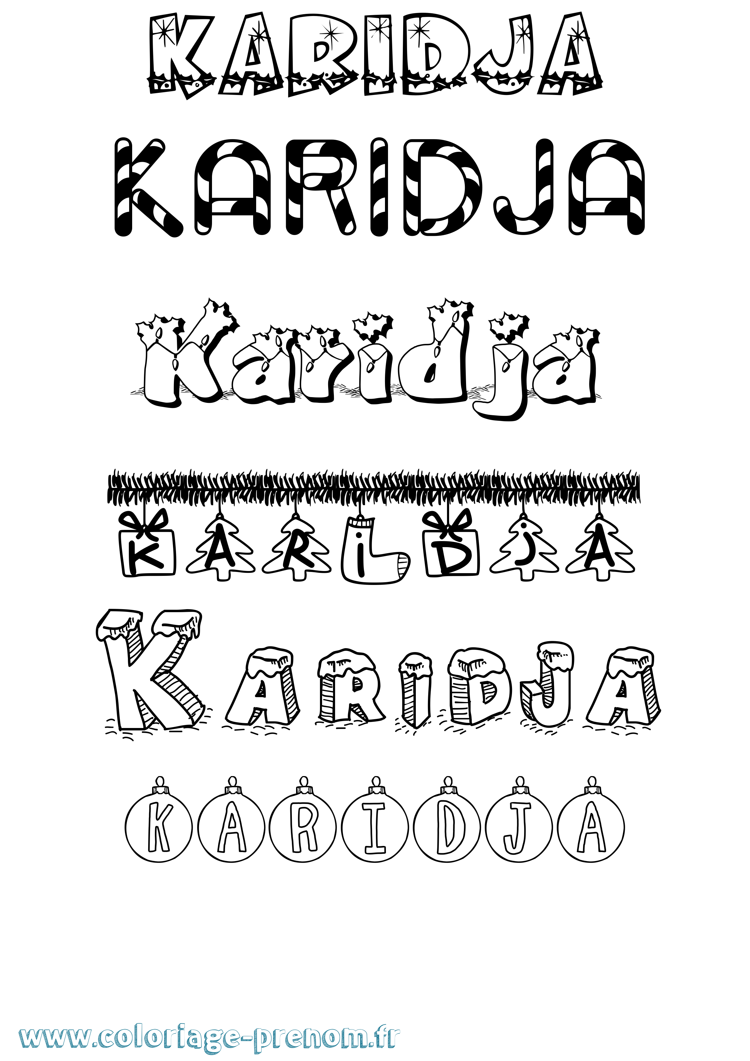 Coloriage Karidja Noël Coloriage prénom Karidja Noël